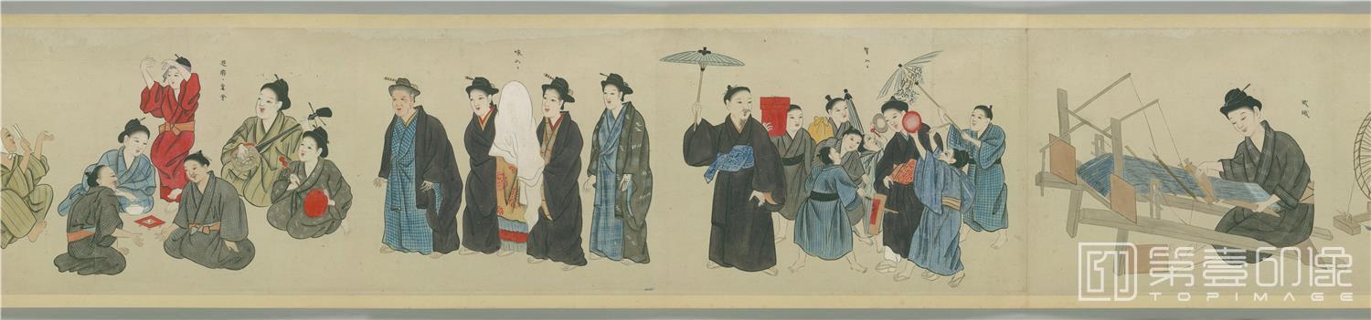 水彩画-日本-琉球风俗图卷二纸本-40x1361cm-分段-04