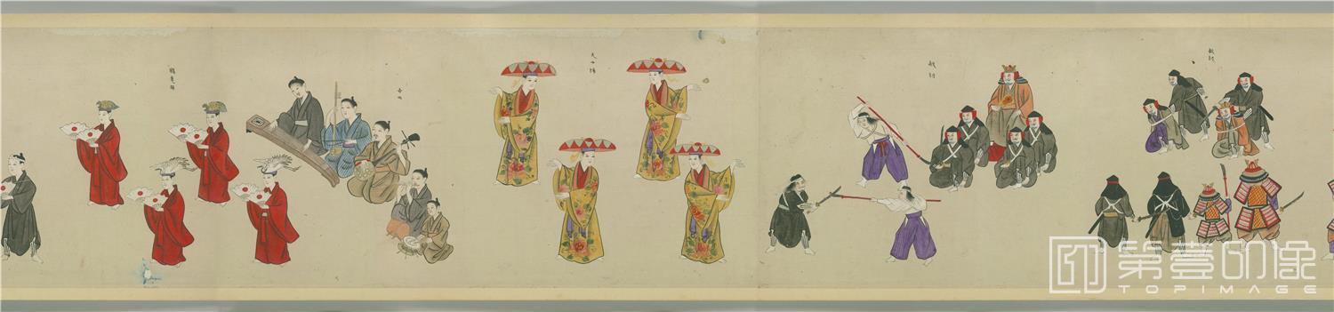水彩画-日本-琉球风俗图卷二纸本-40x1361cm-分段-06