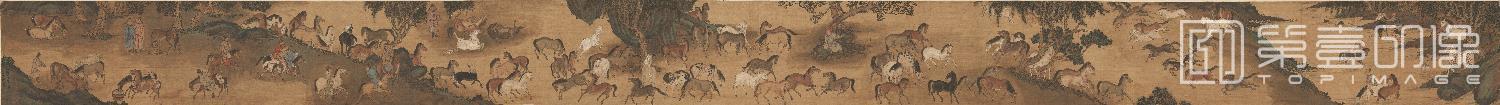 国画-群马图-383.9X27cm