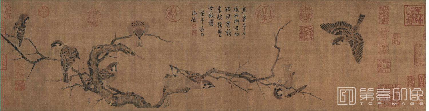 国画-寒雀图