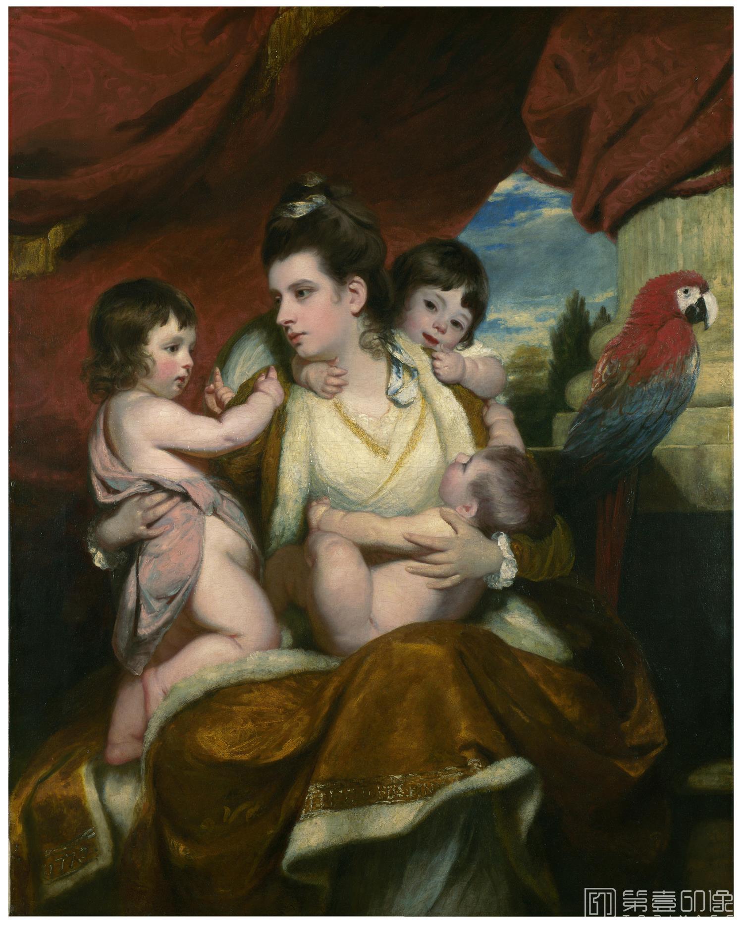 油画-油画-国内外油画-伦敦馆藏油画名作- (英)雷诺兹 柯克班夫人及其三个儿子 伦敦国立美术馆藏 1773 年