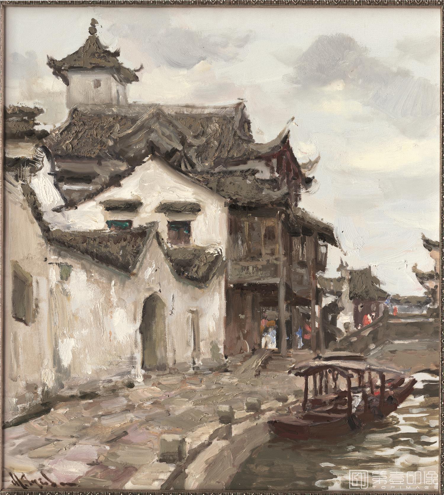 油画-乌克兰-米哈伊尔·顾依达-乌镇-雨前