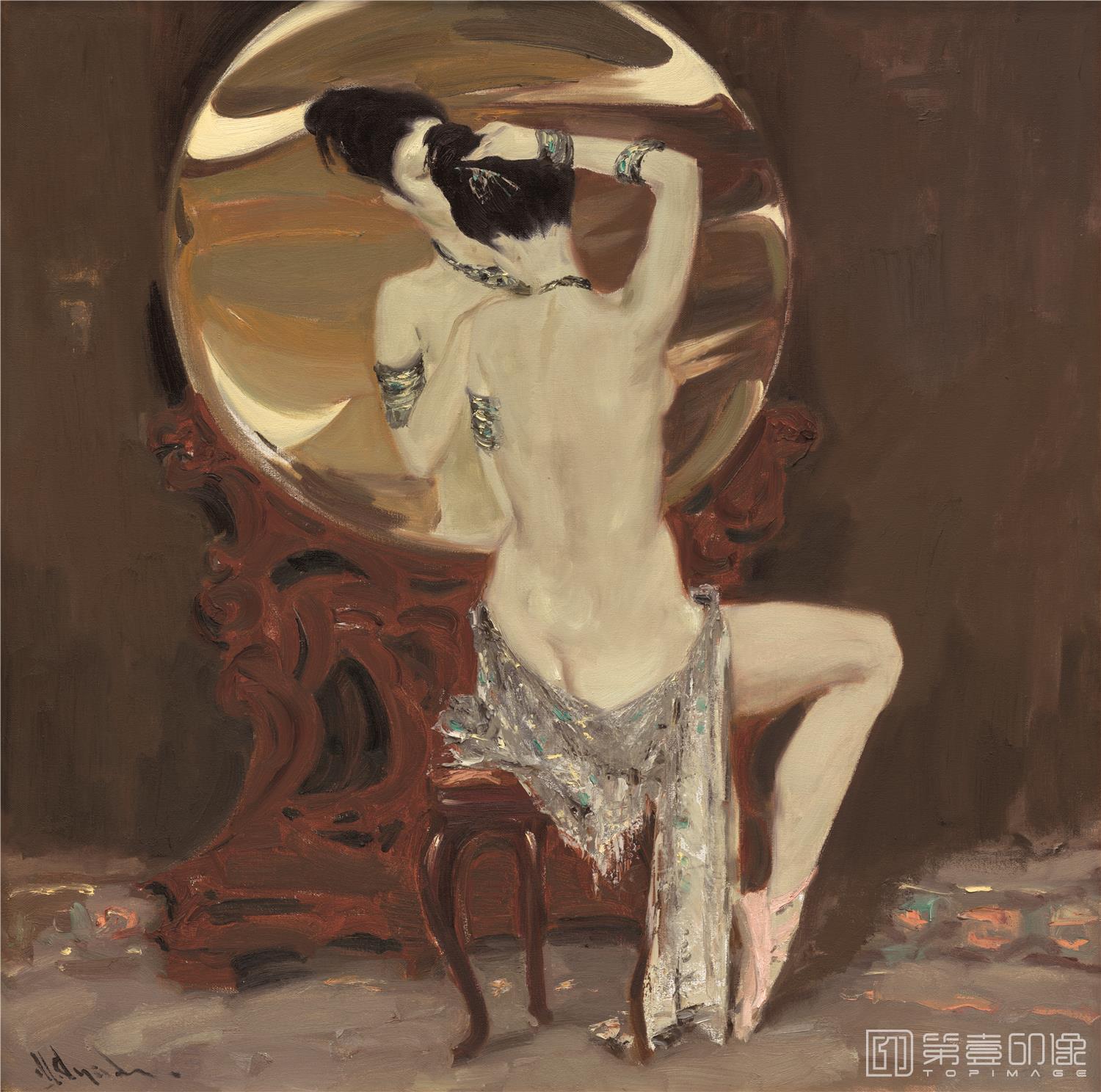 油画-乌克兰-米哈伊尔·顾依达-早晨-石镜前