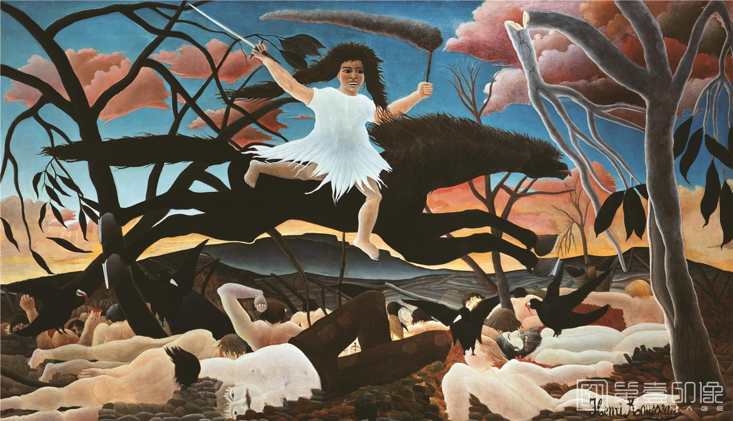 油画-油画-法国-亨利·朱利安·费利克斯·卢梭-战争