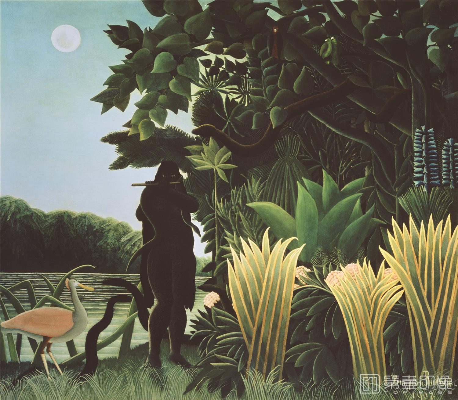 油画-油画-法国-亨利·朱利安·费利克斯·卢梭-耍蛇女郎