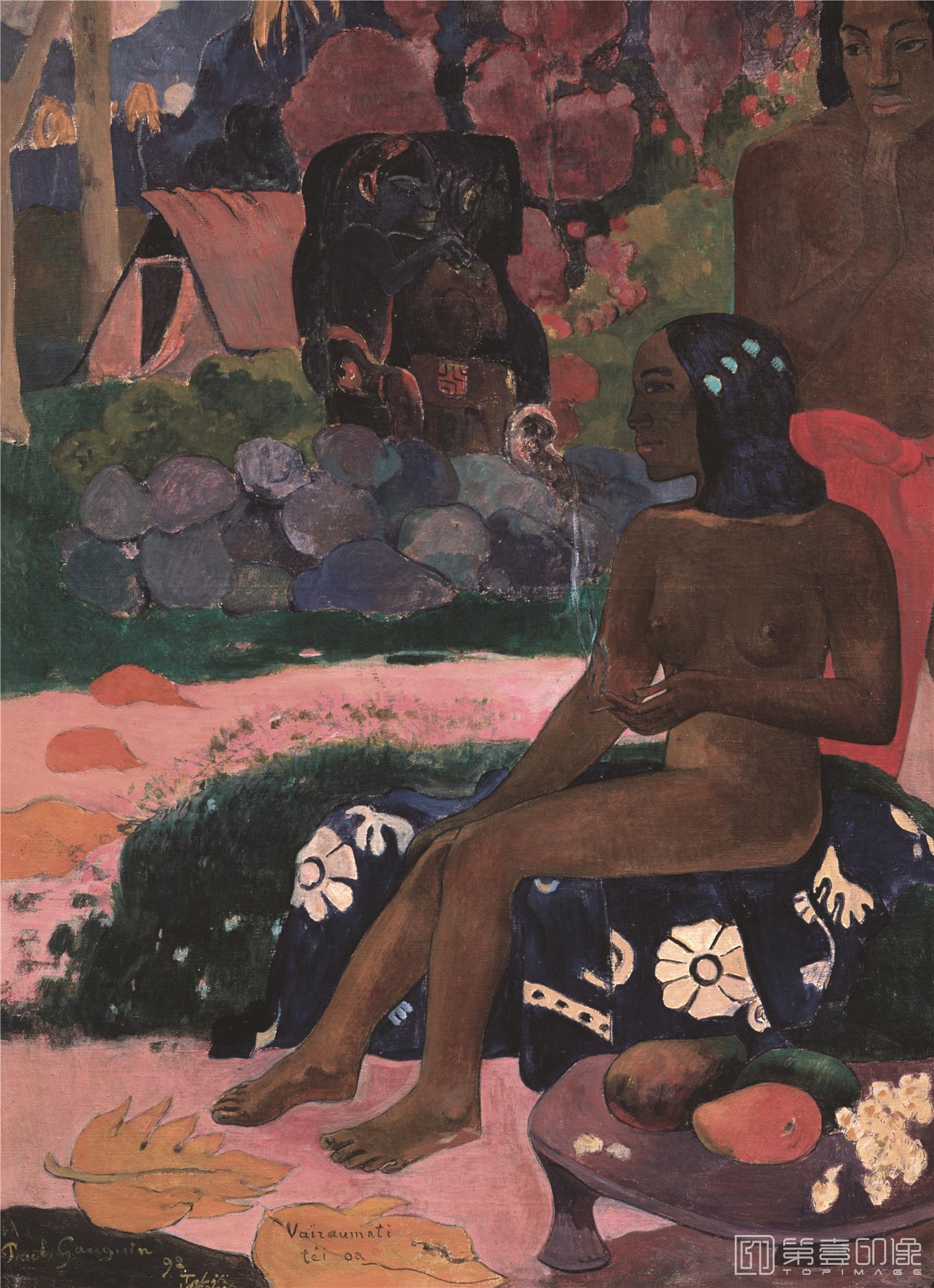 油画-油画-法国-保罗·高更-坐着的塔希提女人-66x91cm