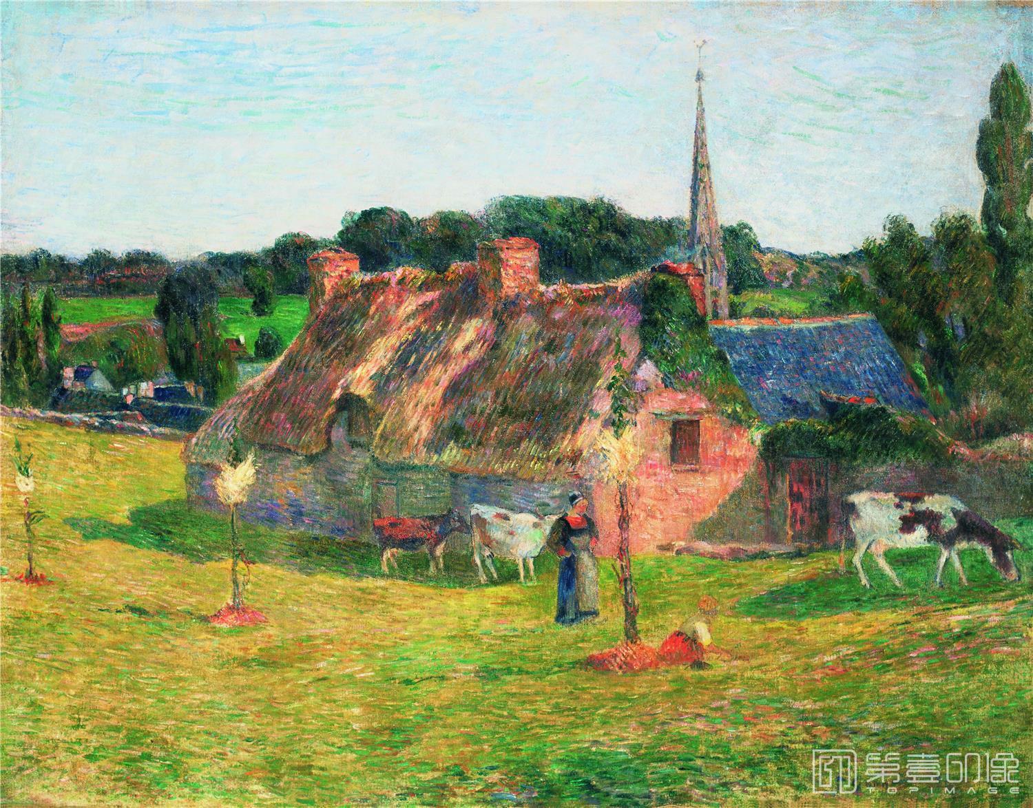 油画-油画-法国-保罗·高更-阿望桥村教堂-55x43cm