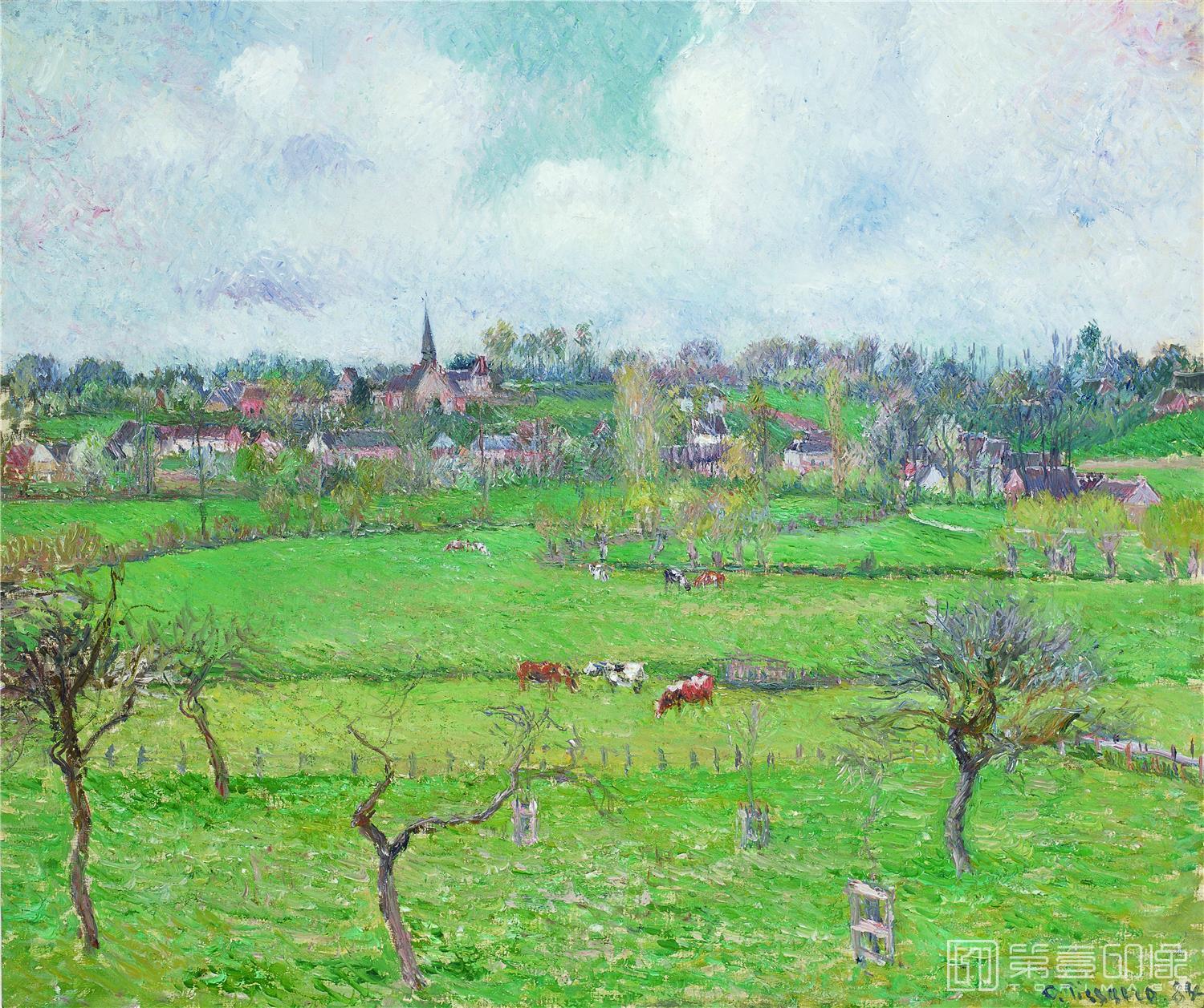 油画-油画-法国-卡米耶·毕沙罗-巴金库尔一瞥-45X38cm