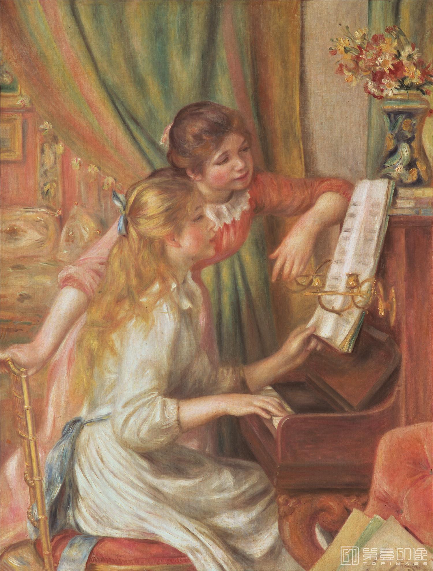 油画-油画-法国-皮埃尔·奥古斯特·雷诺阿-弹钢琴的少女-85x112cm