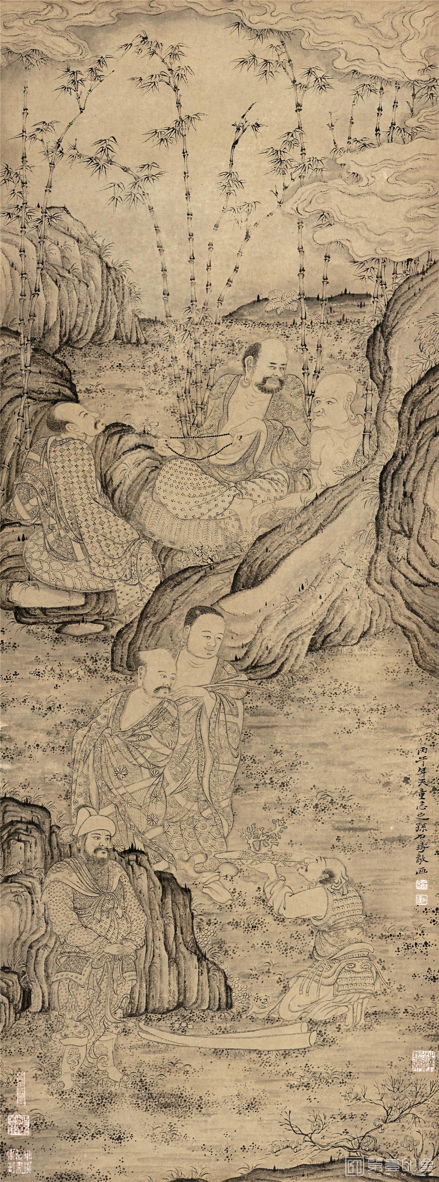 国画-罗汉四条屏-02