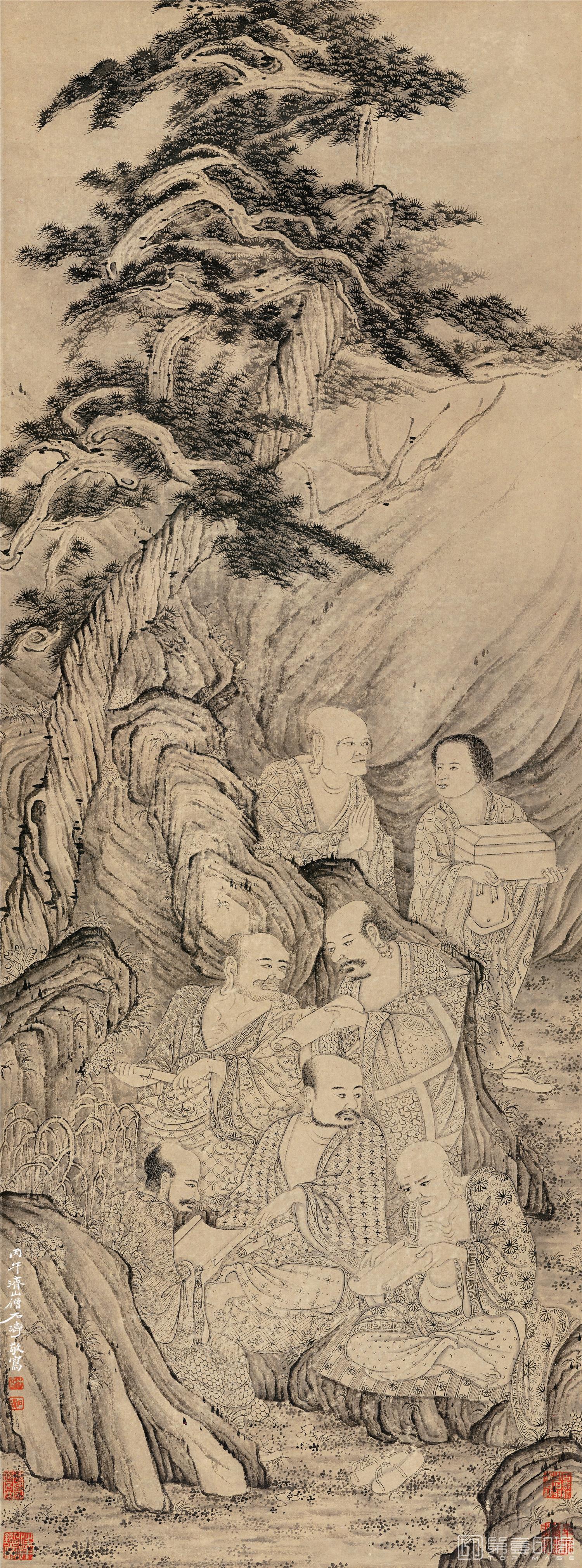 国画-罗汉四条屏-03