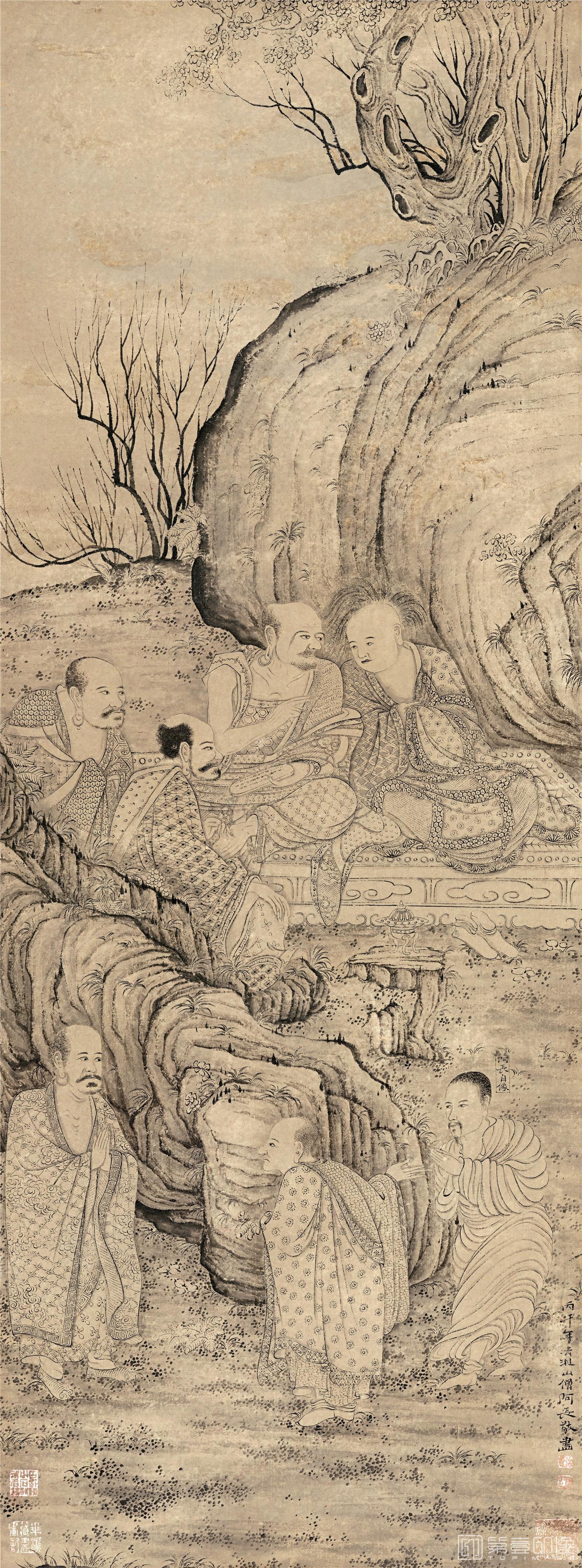 国画-罗汉四条屏-04