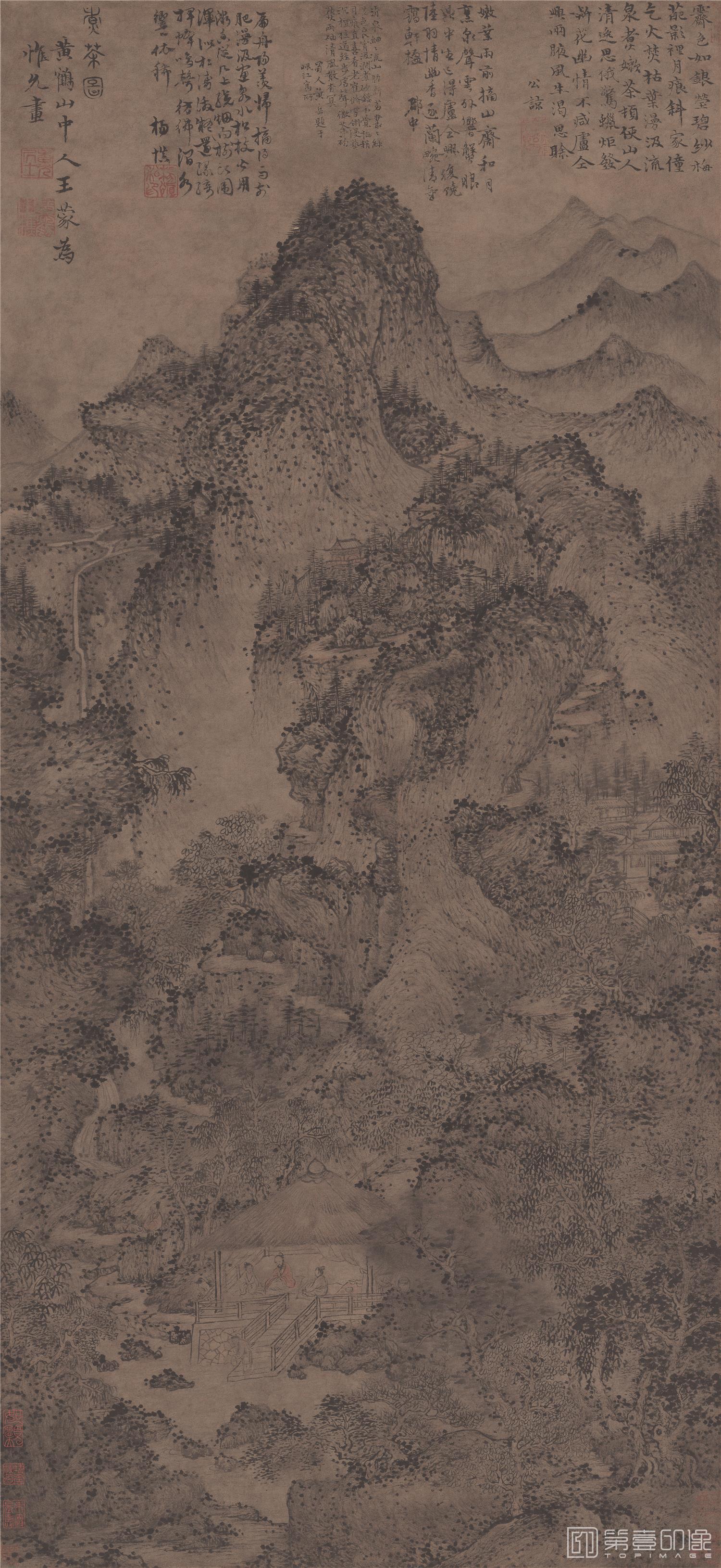 国画-煮茶图-100X41.6cm