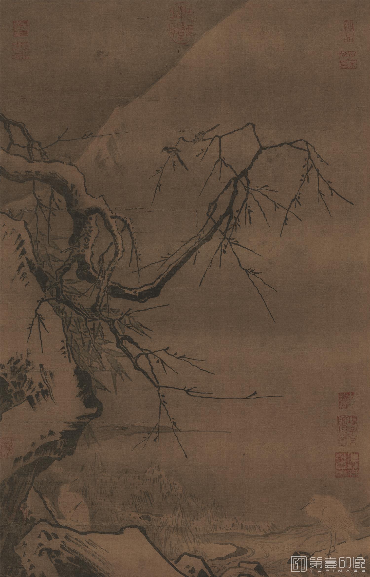国画-雪滩双鹭图-37.2X57.9cm