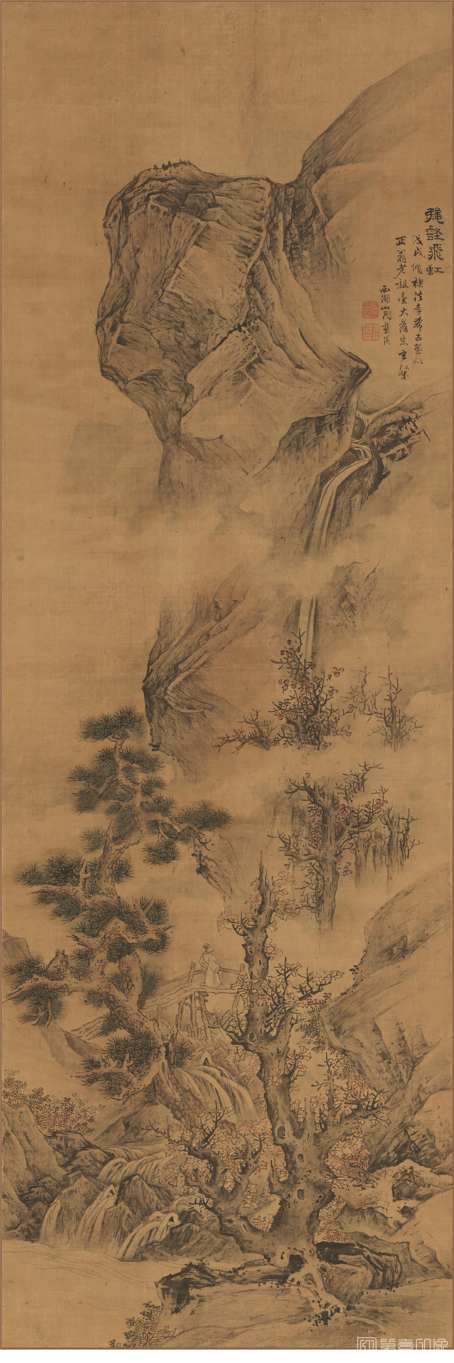 国画-秋壑飞虹图-67X199cm