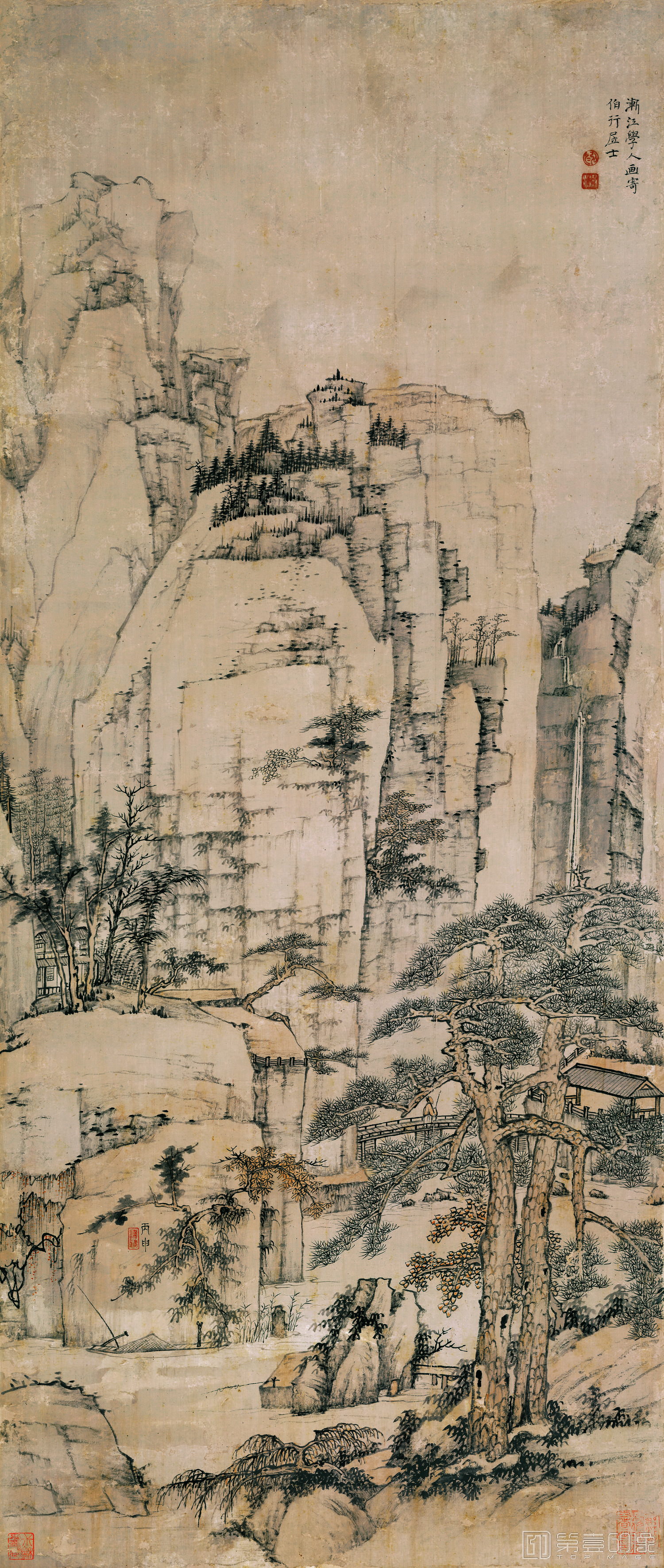 国画-松溪石壁图