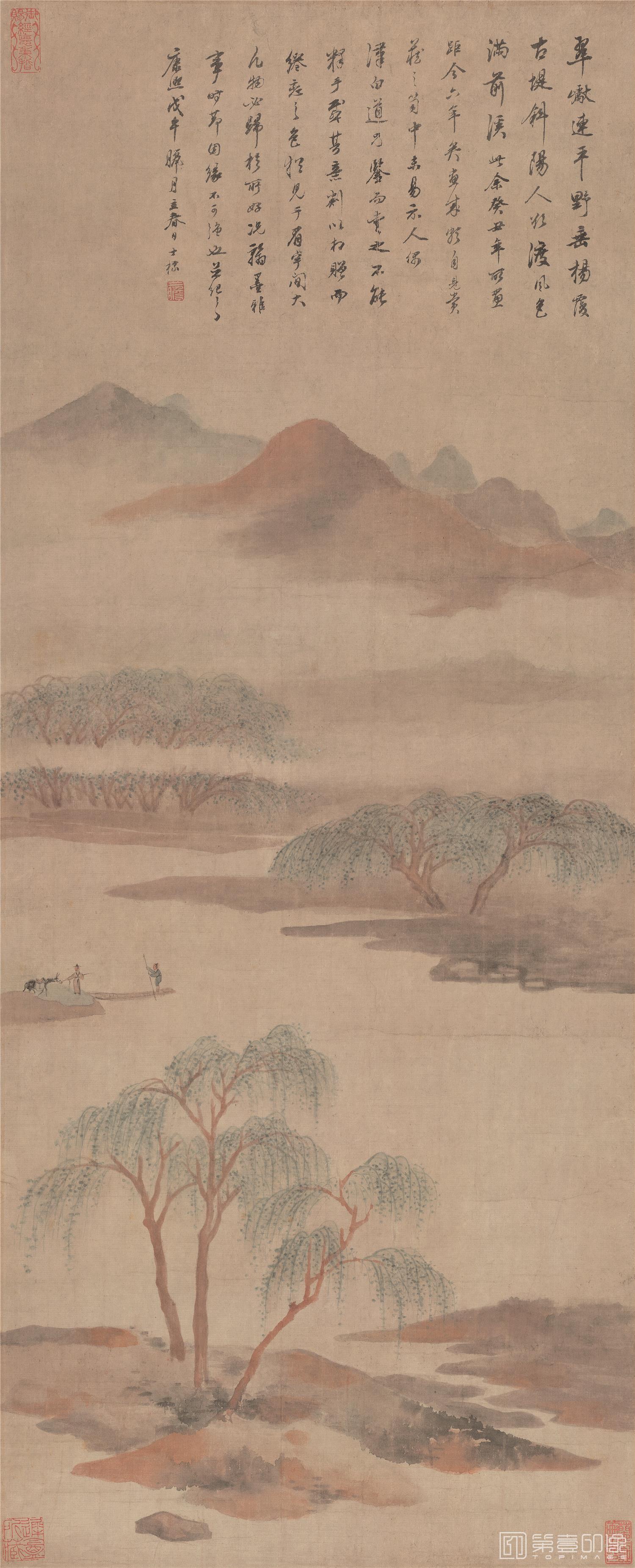 国画-没骨山水精品-36.4X89.9cm