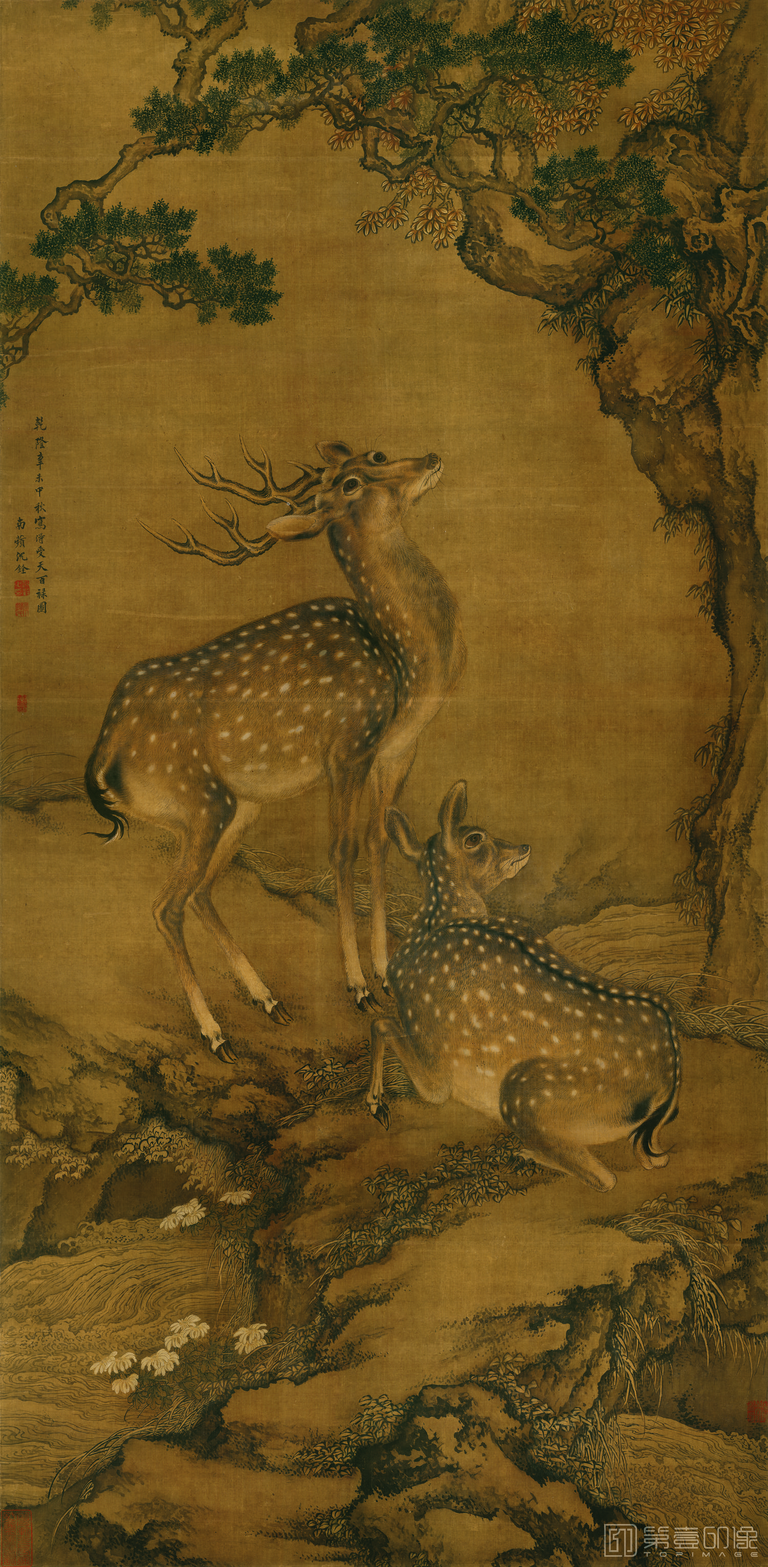 国画-受天白禄图