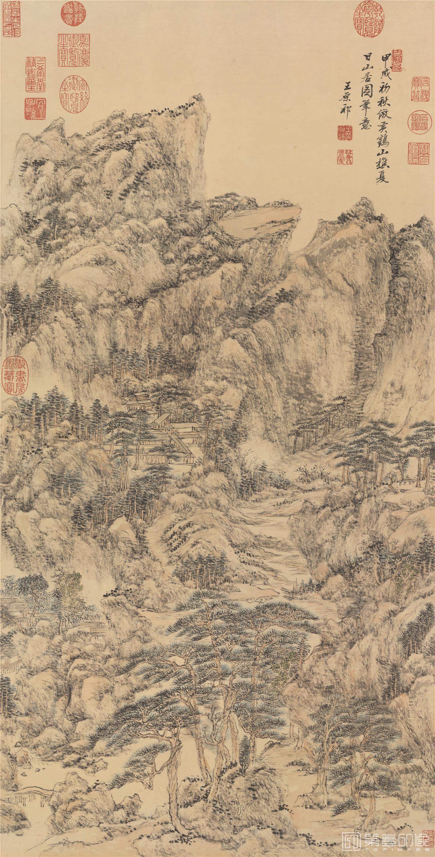 国画-仿王蒙夏日山居图轴-48.4X95.4cm