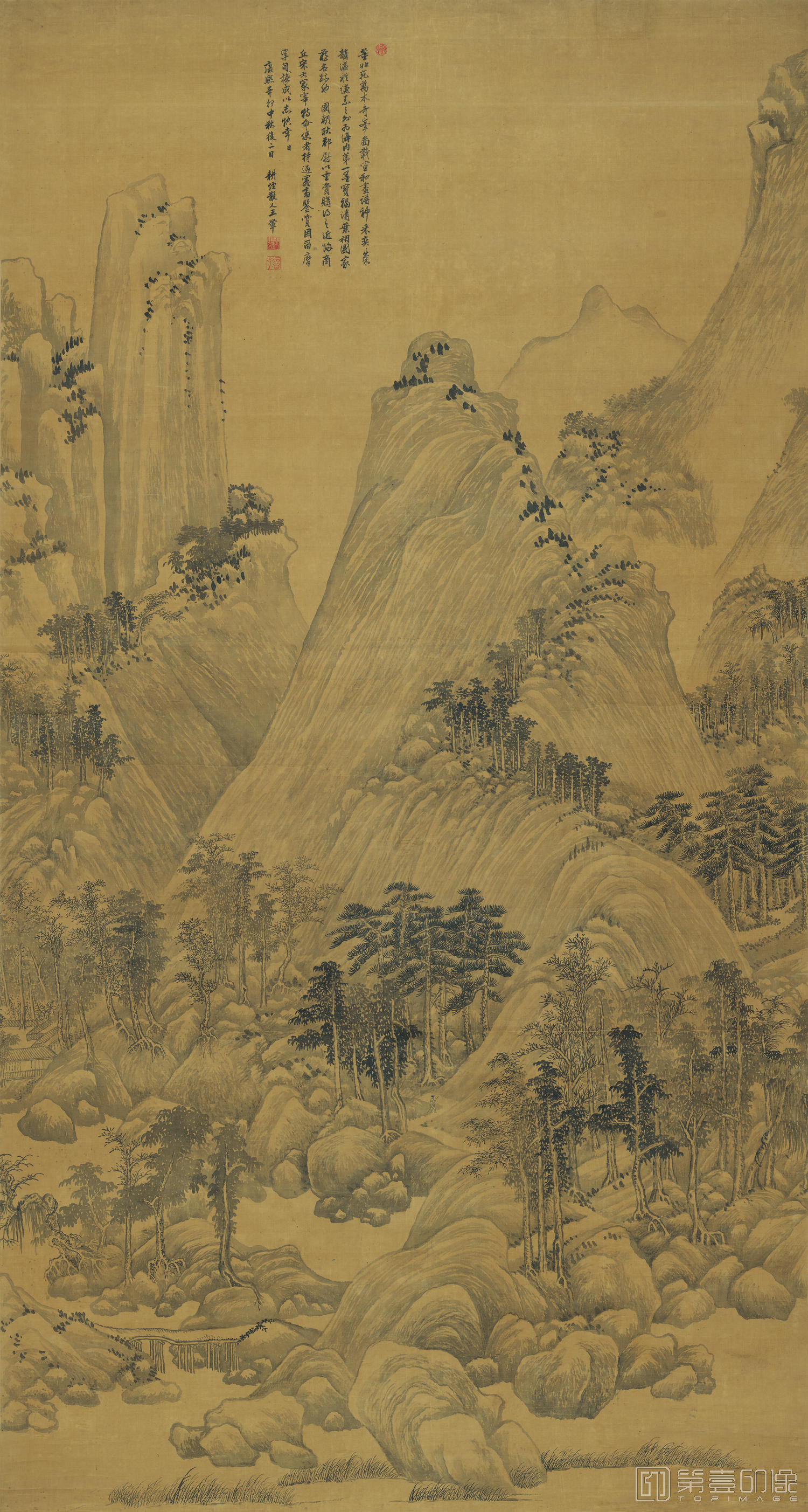 国画-万木奇峰图-101.6x189.96cm