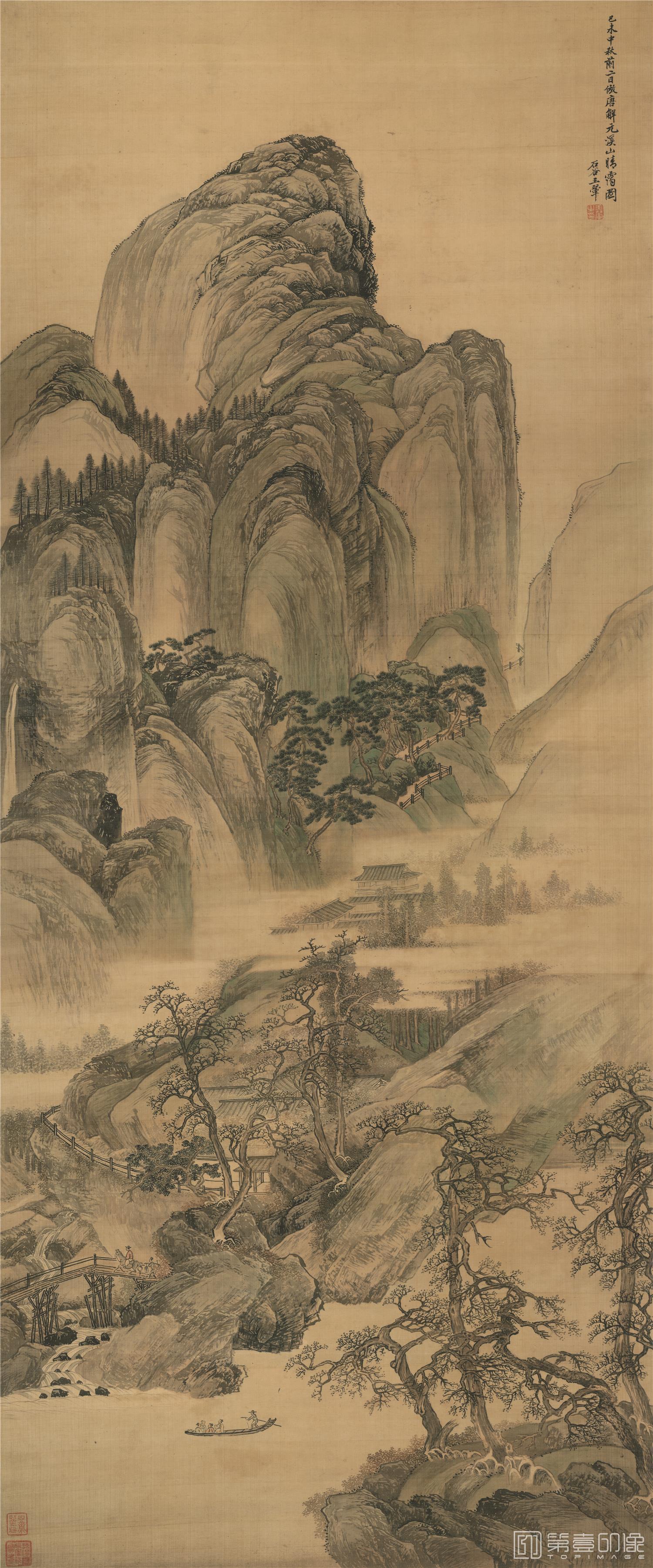 国画-仿唐寅溪山晴露图-68.9X165.6cm