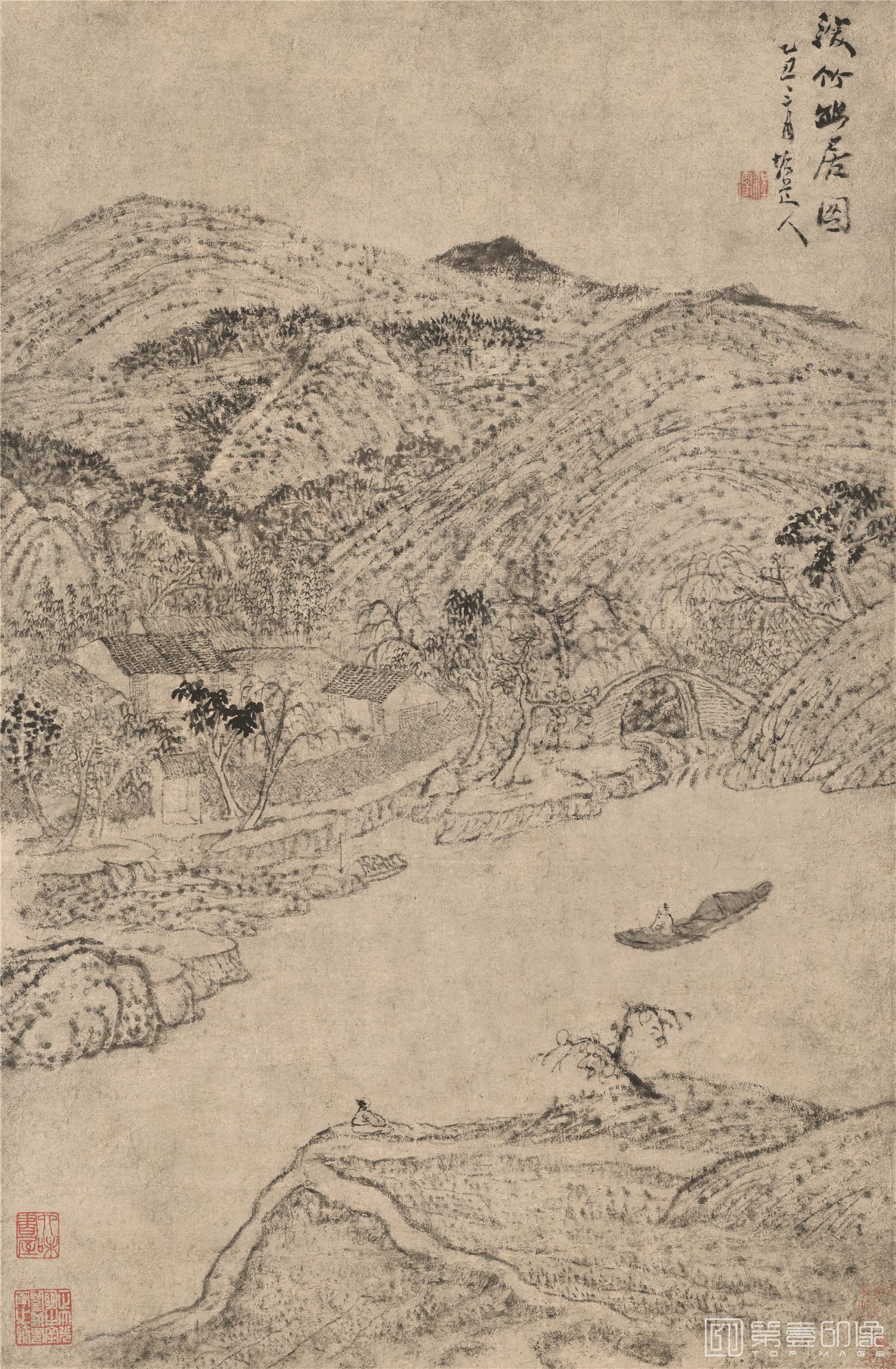 国画-深竹幽居图-42.8X65.4cm