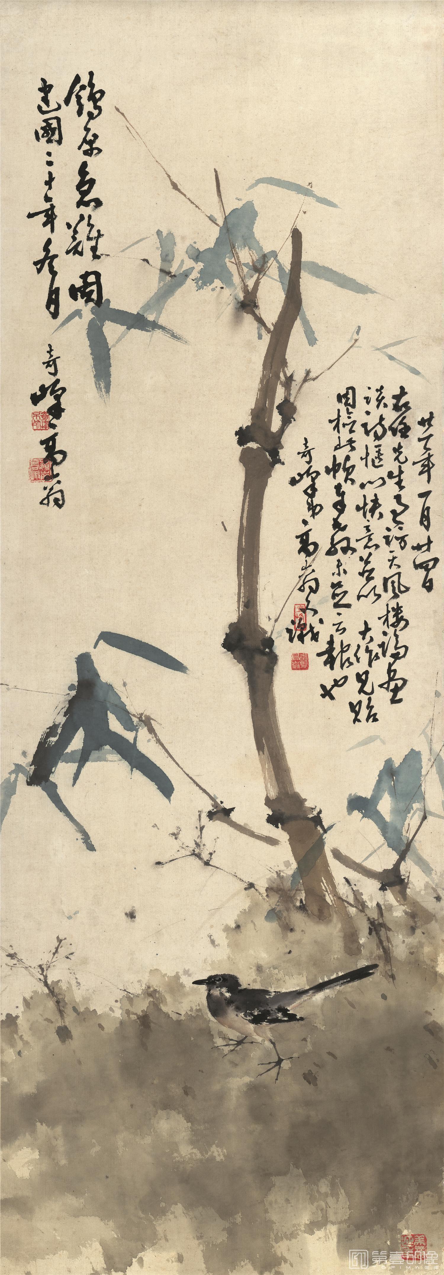 国画-鸽原急难图-45.7X131.1cm
