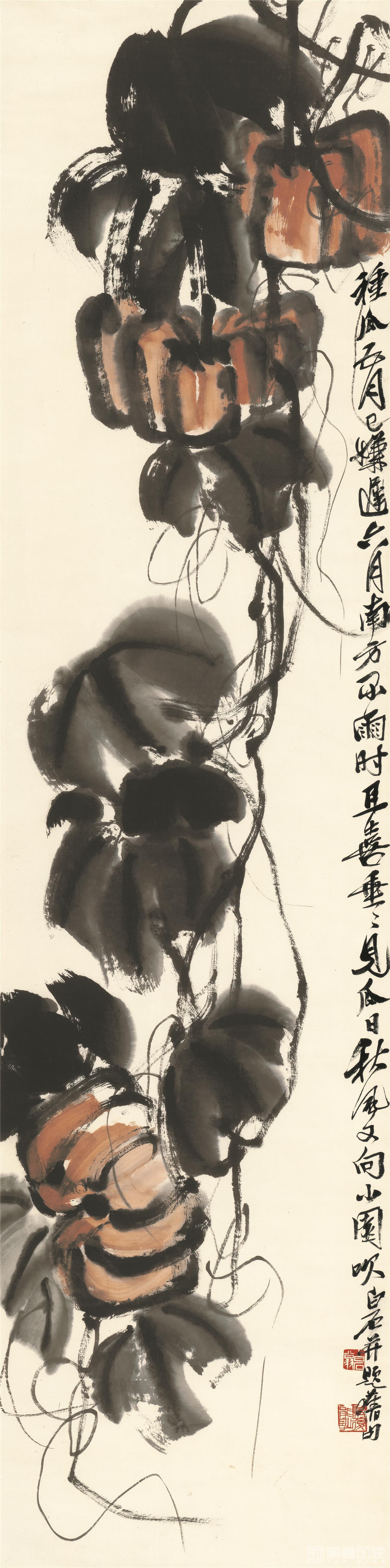 国画-南瓜-31.5x124cm
