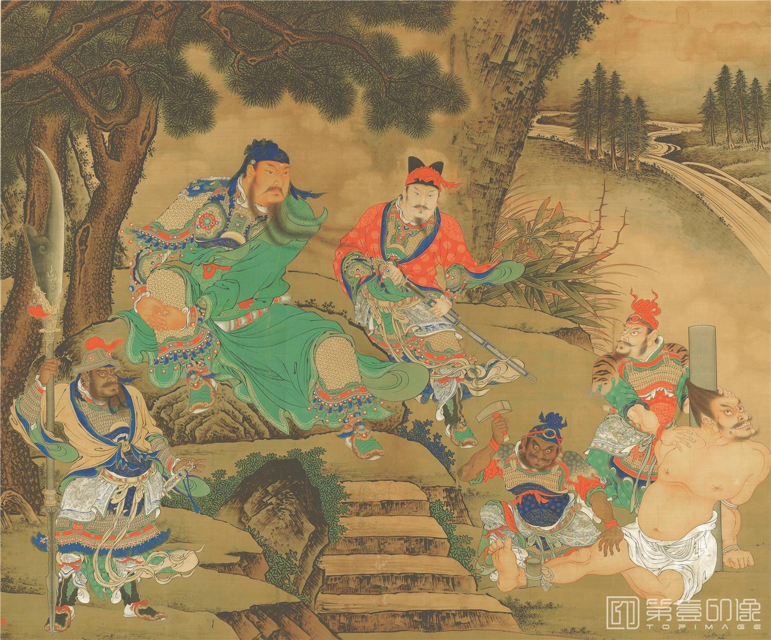 国画-关羽擒将图