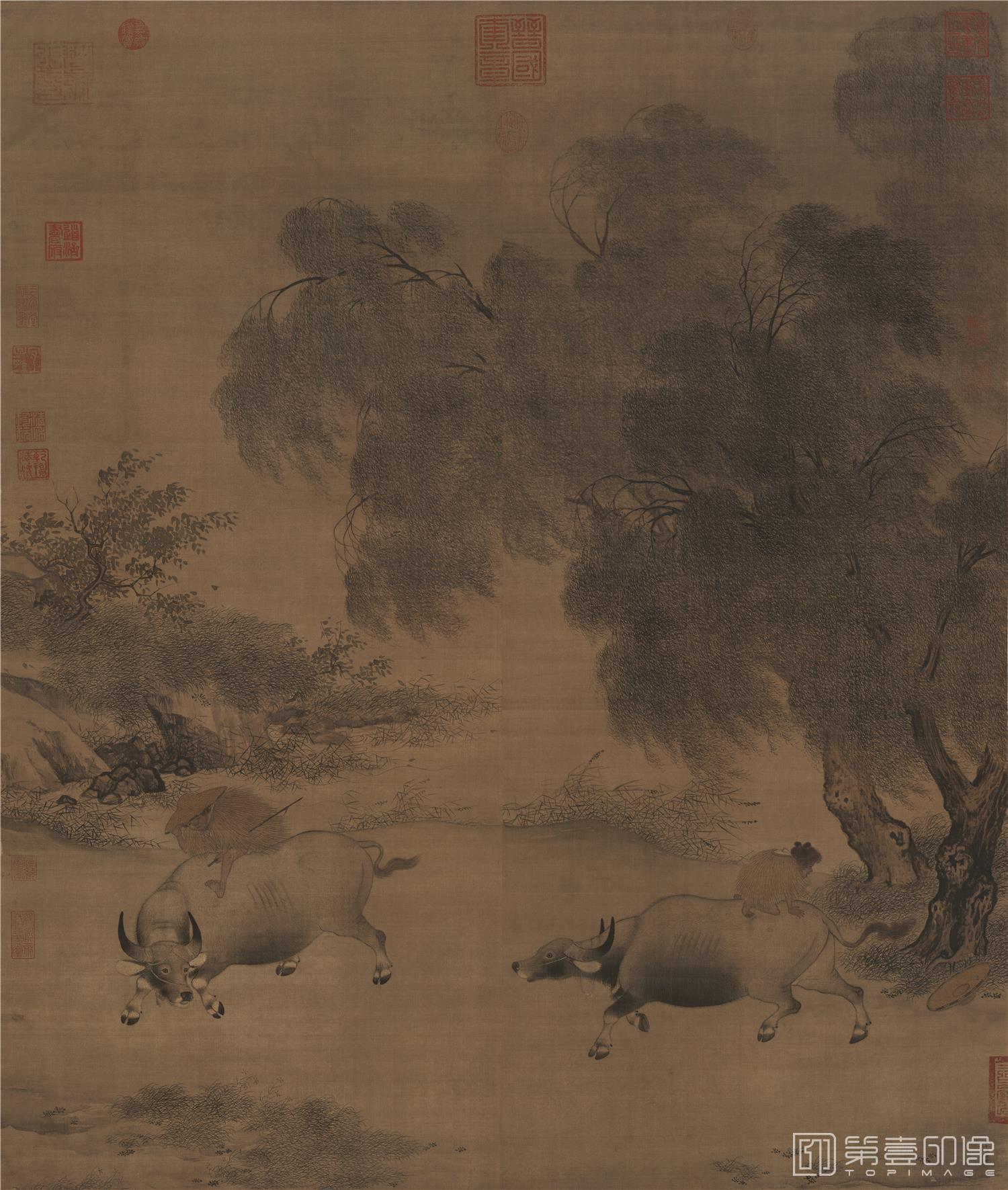 国画-风雨归牧图-102X120cm