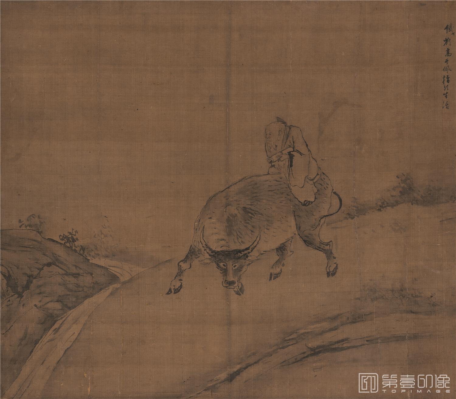 国画-牛背诵经图((手指画，95X83.3cm)