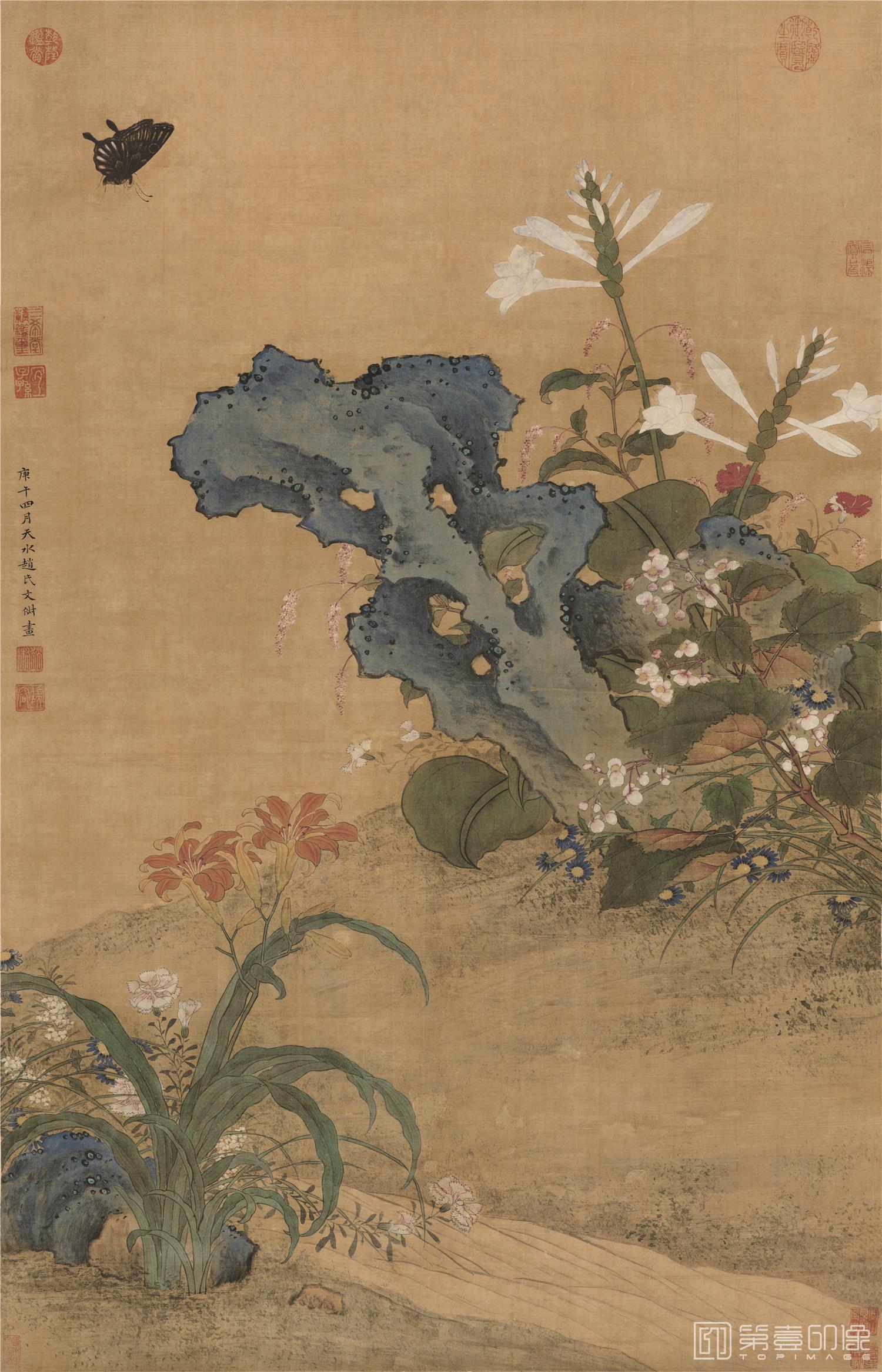 国画-秋花侠蝶图-65X102cm