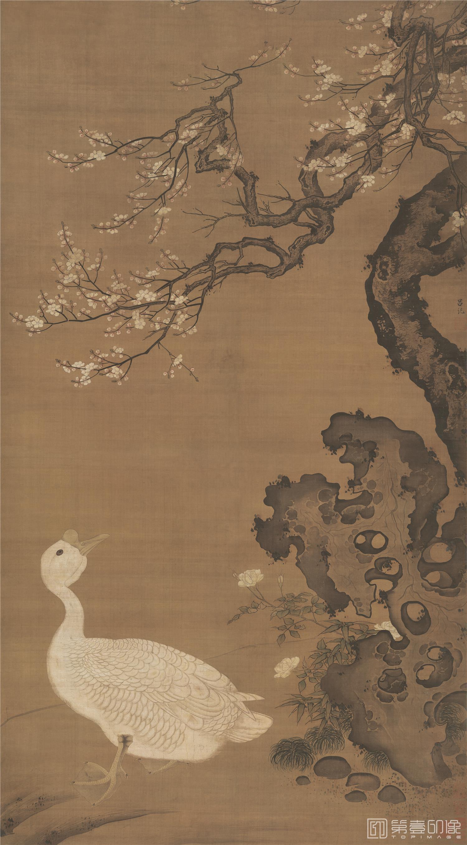 国画-梅鹅图