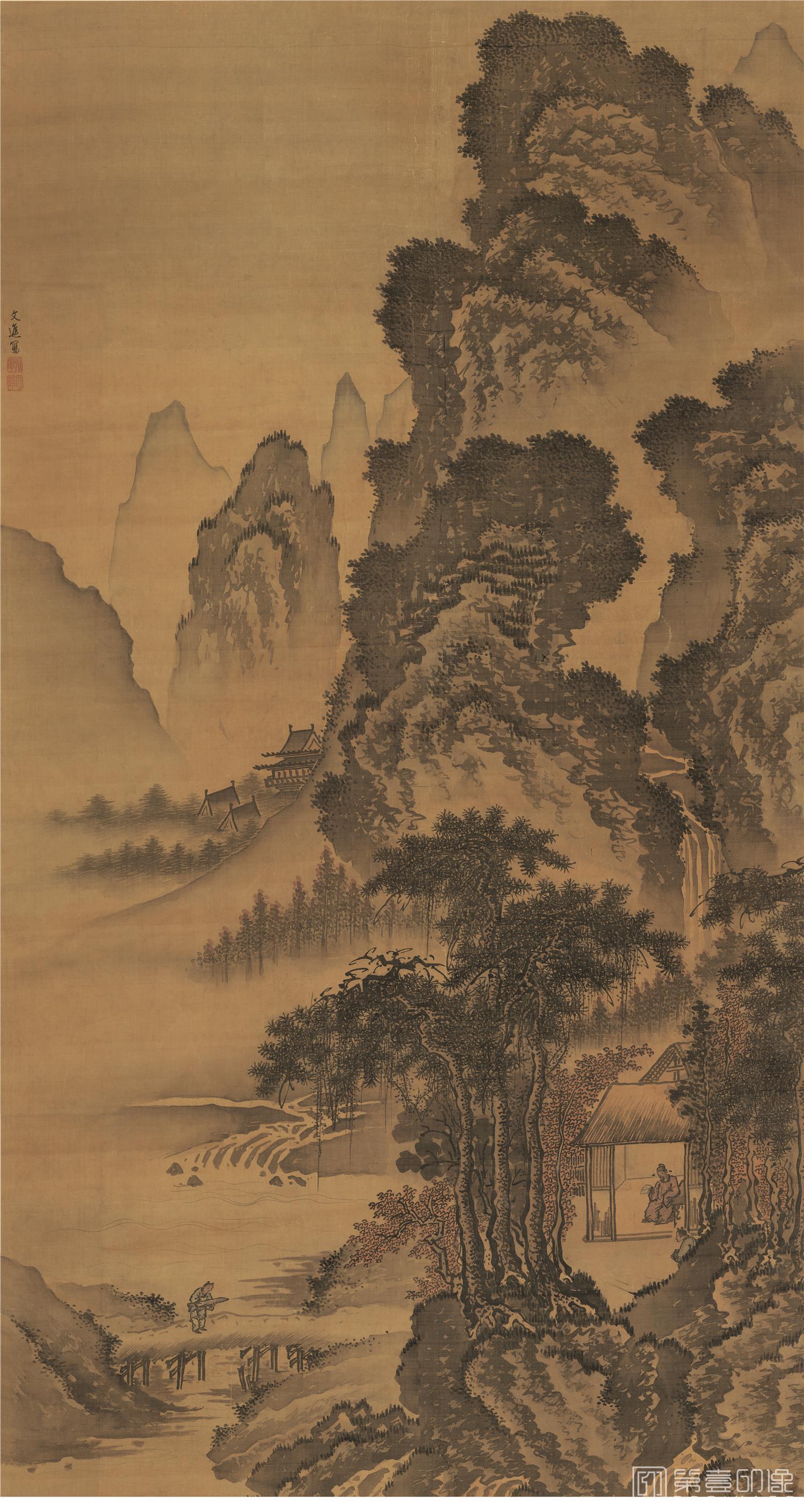 国画-溪堂诗意图