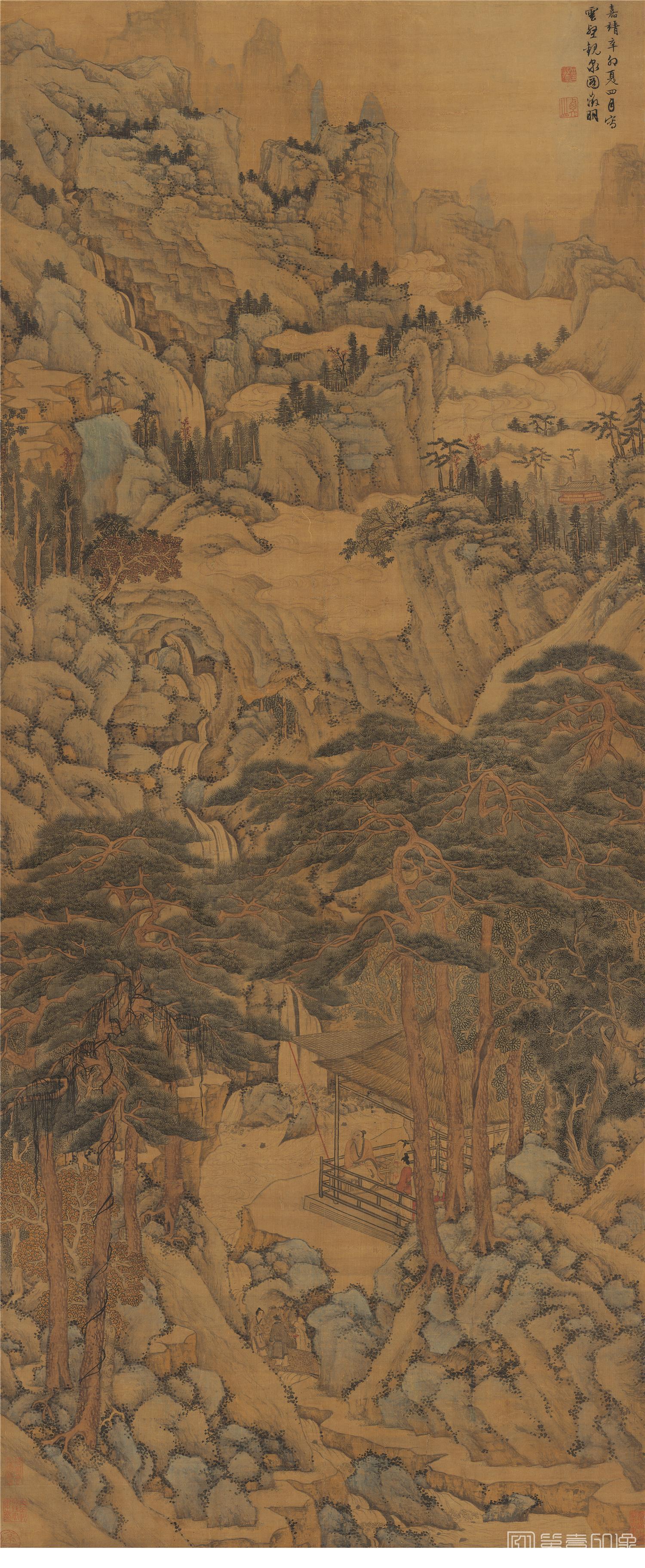 国画-云壑观泉图-63X153cm