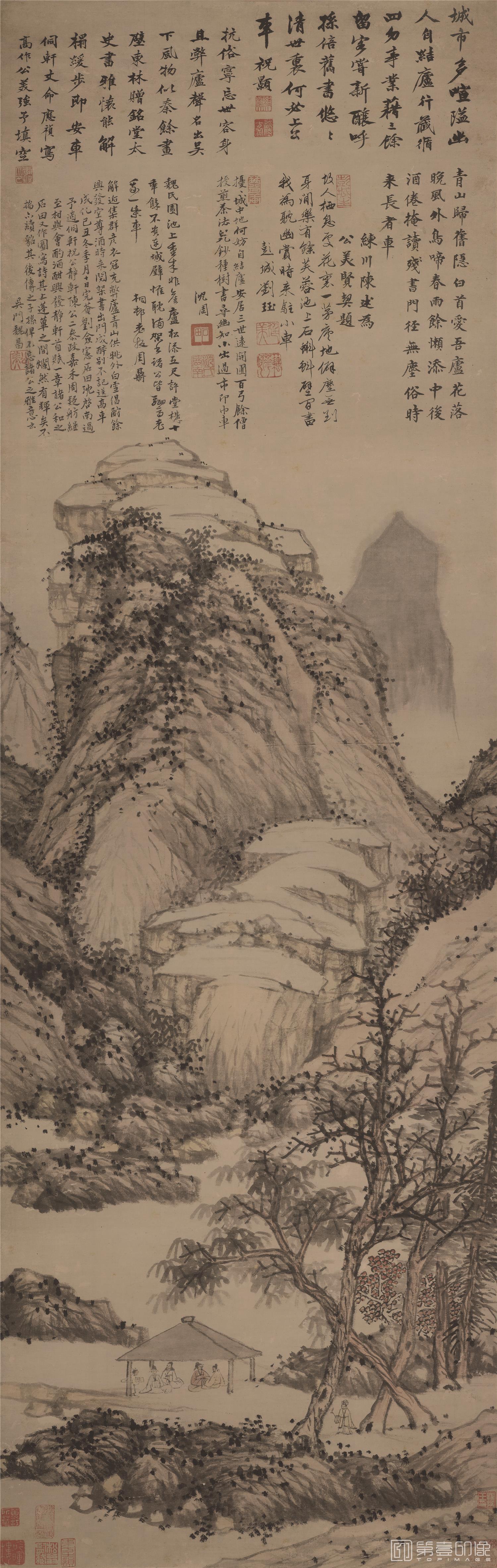 国画-魏园雅集图-145.5X47.5cm
