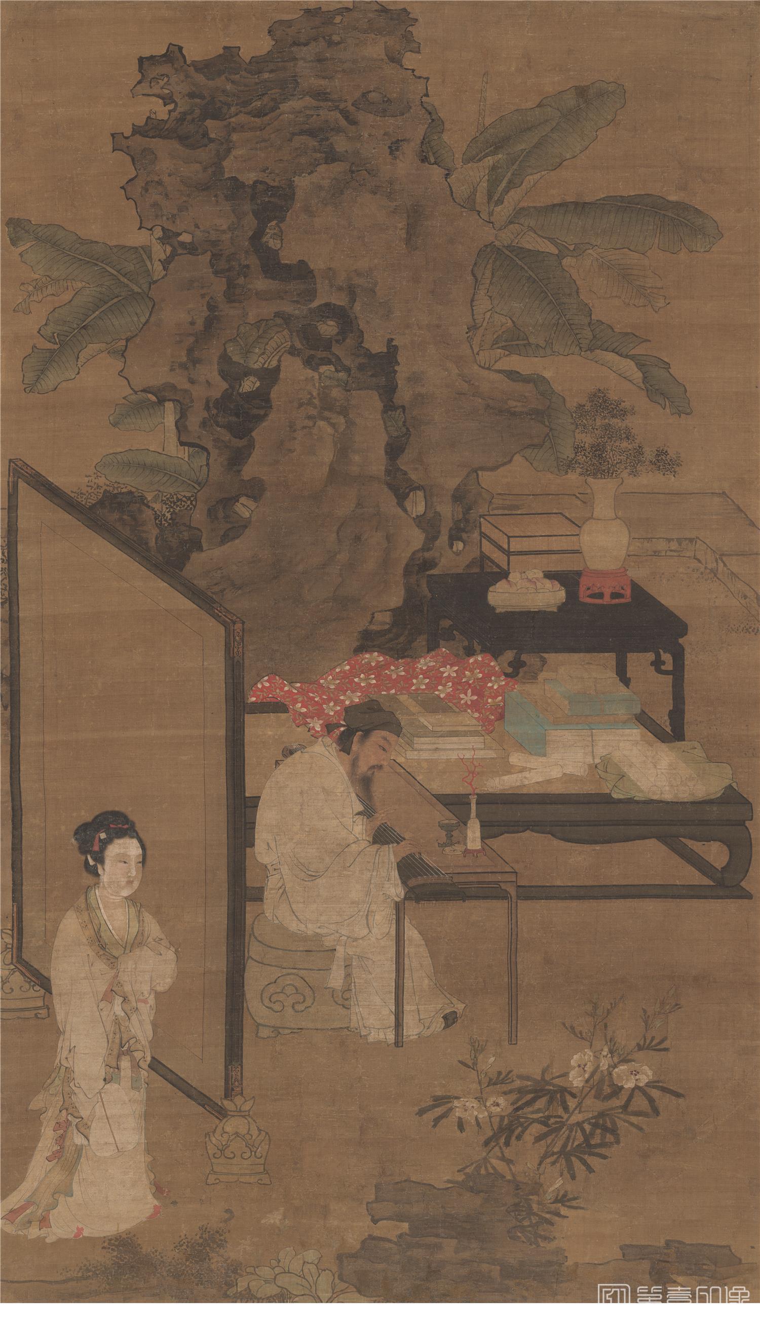 国画-听琴图-99.5X165.9cm