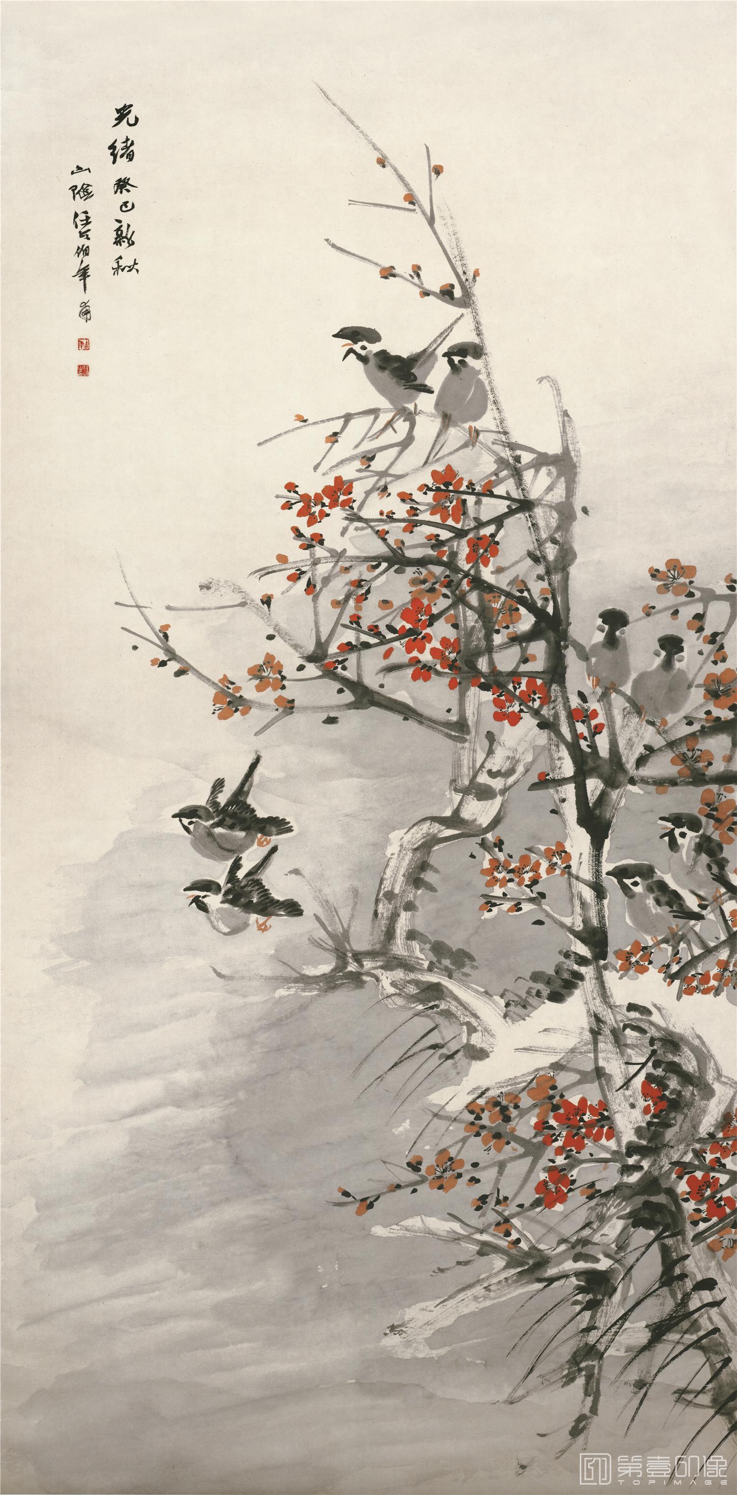 国画-梅雀图-130x63.4cm
