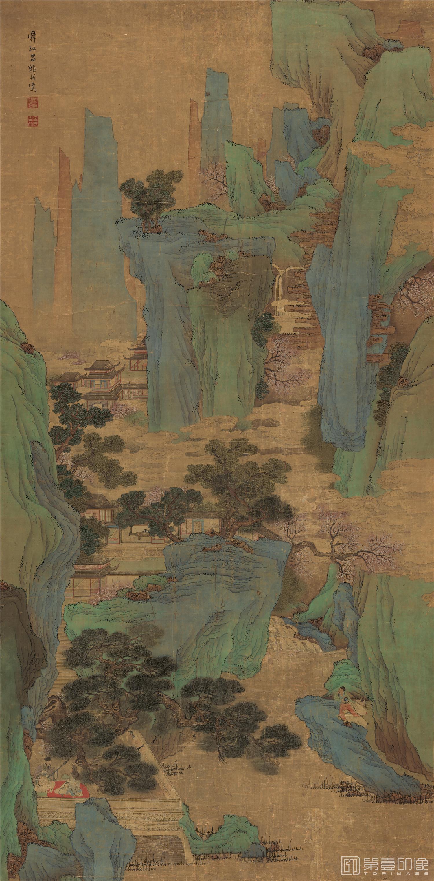 国画-春山听阮图-102.5X207.96cm