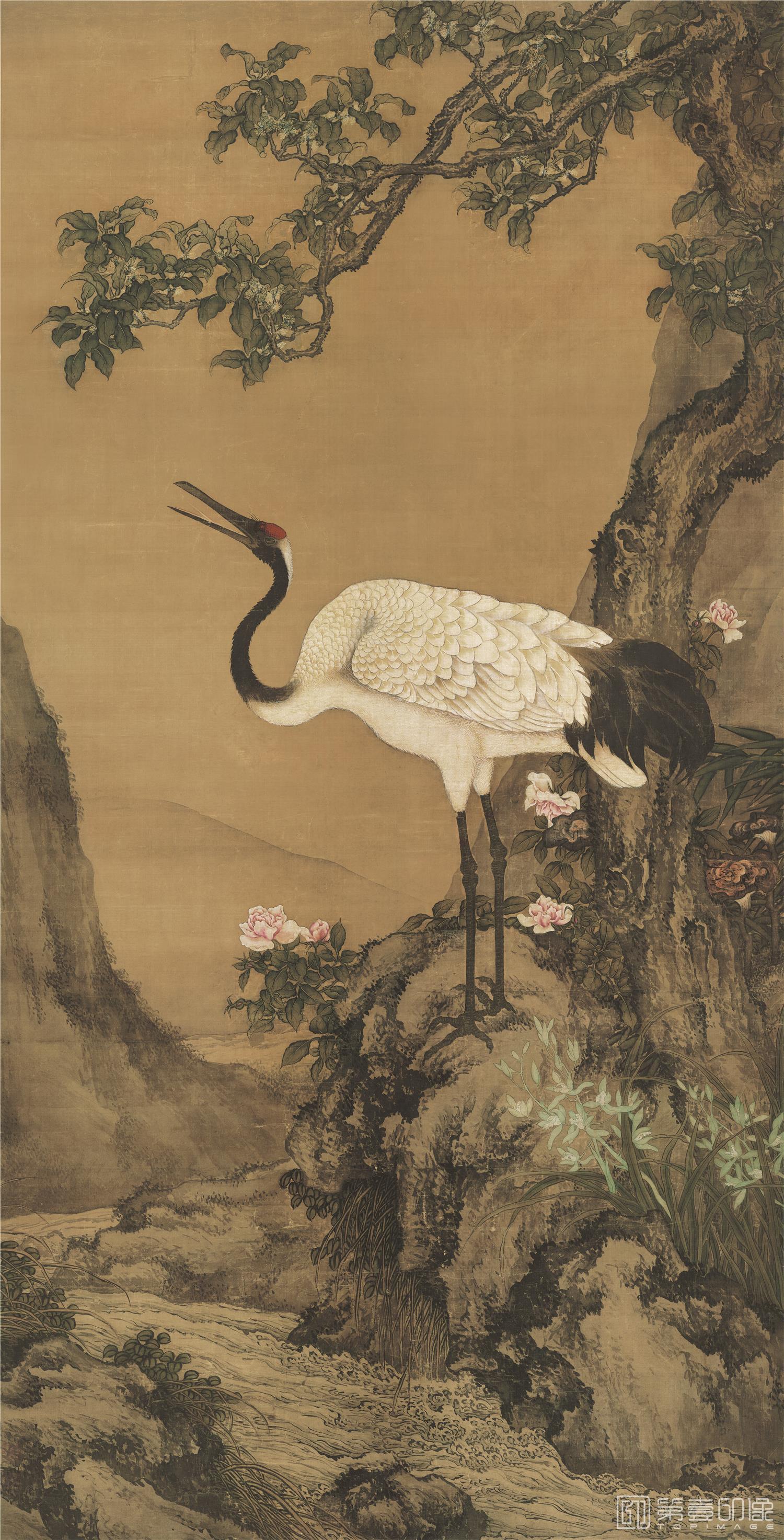 国画-桂鹤图轴-79X141cm