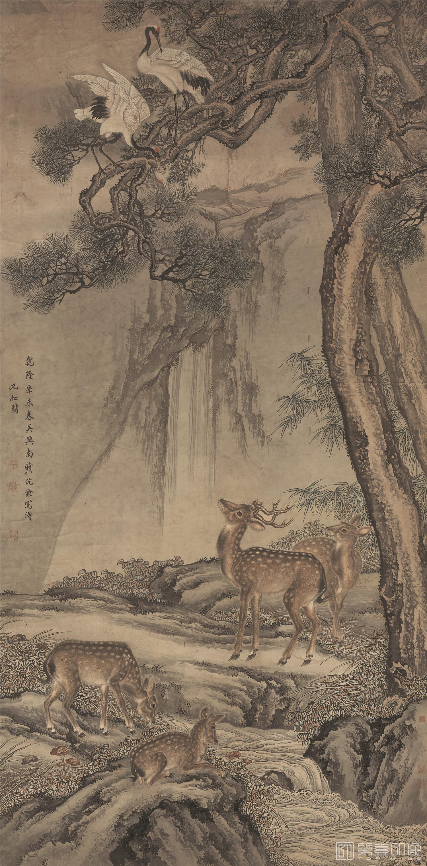 国画-九如图-92x180cm