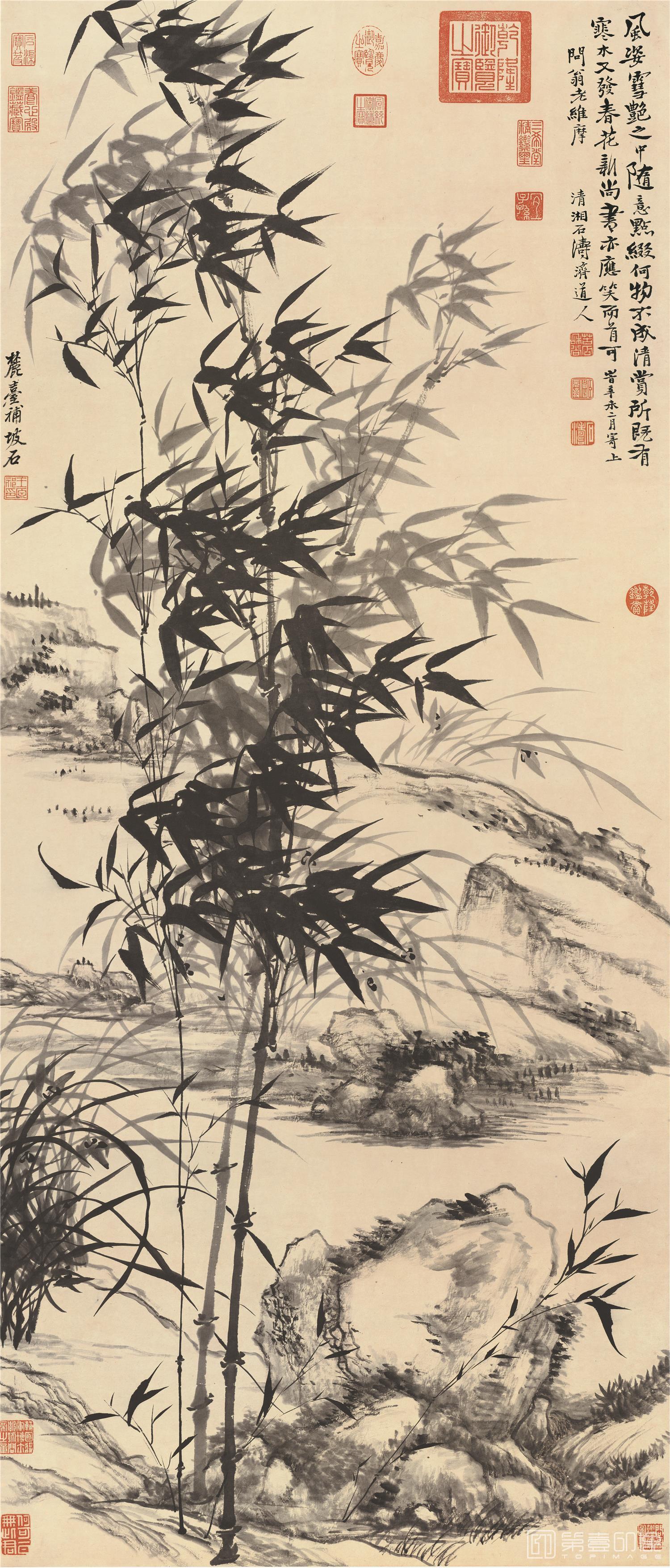 国画-兰竹合作-57X133cm