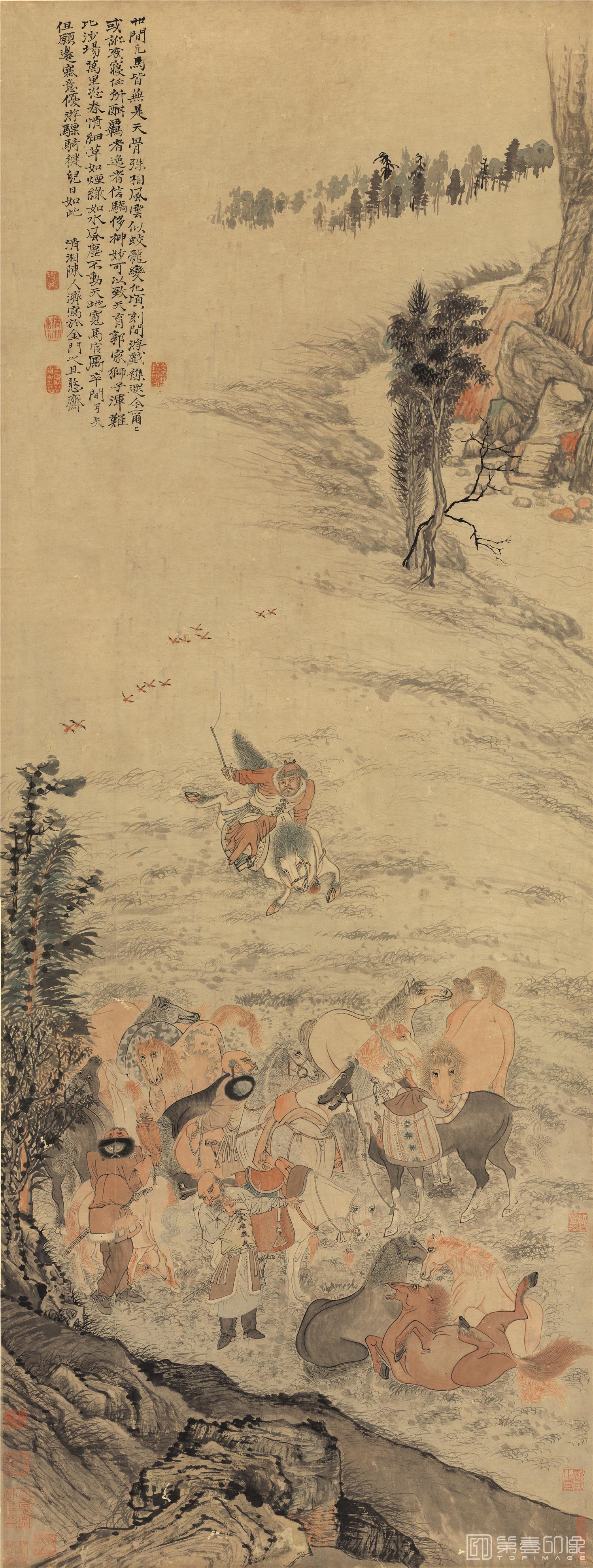 国画-番人秋猎图-60X161cm