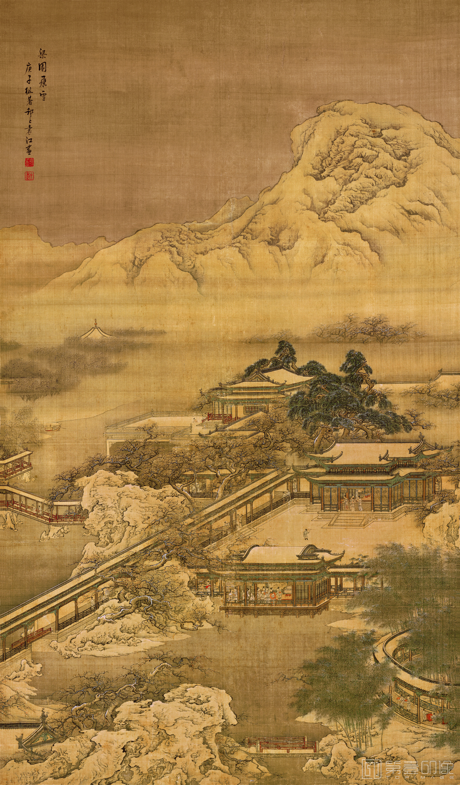 国画-梁园飞雪图-103X176cm
