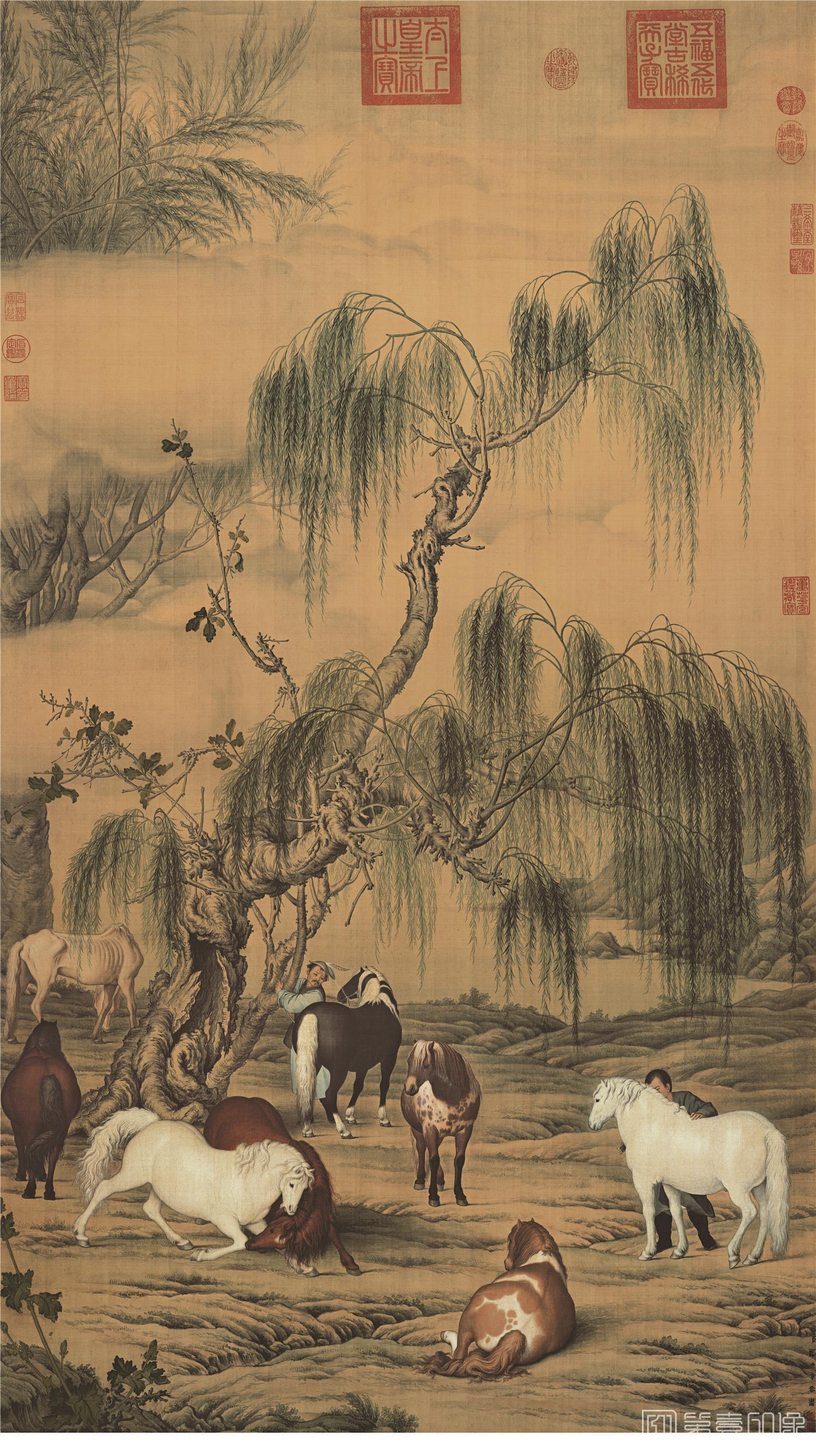 国画-八骏图-70X123cm