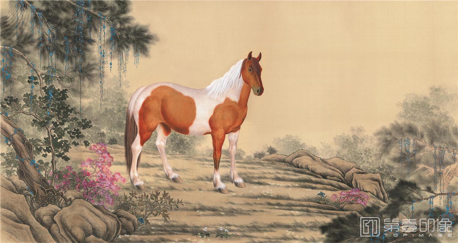 水彩画-马-55x104cm