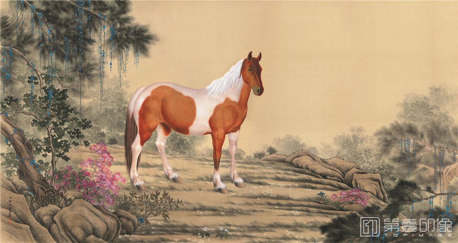 水彩画-马-55x104cm