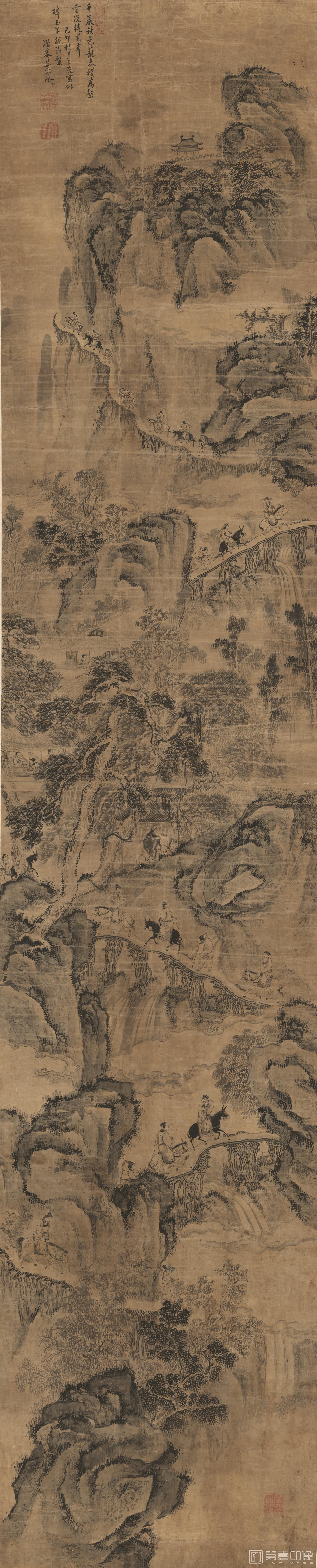 国画-蜀峰栈道图-47.8X236.3cm