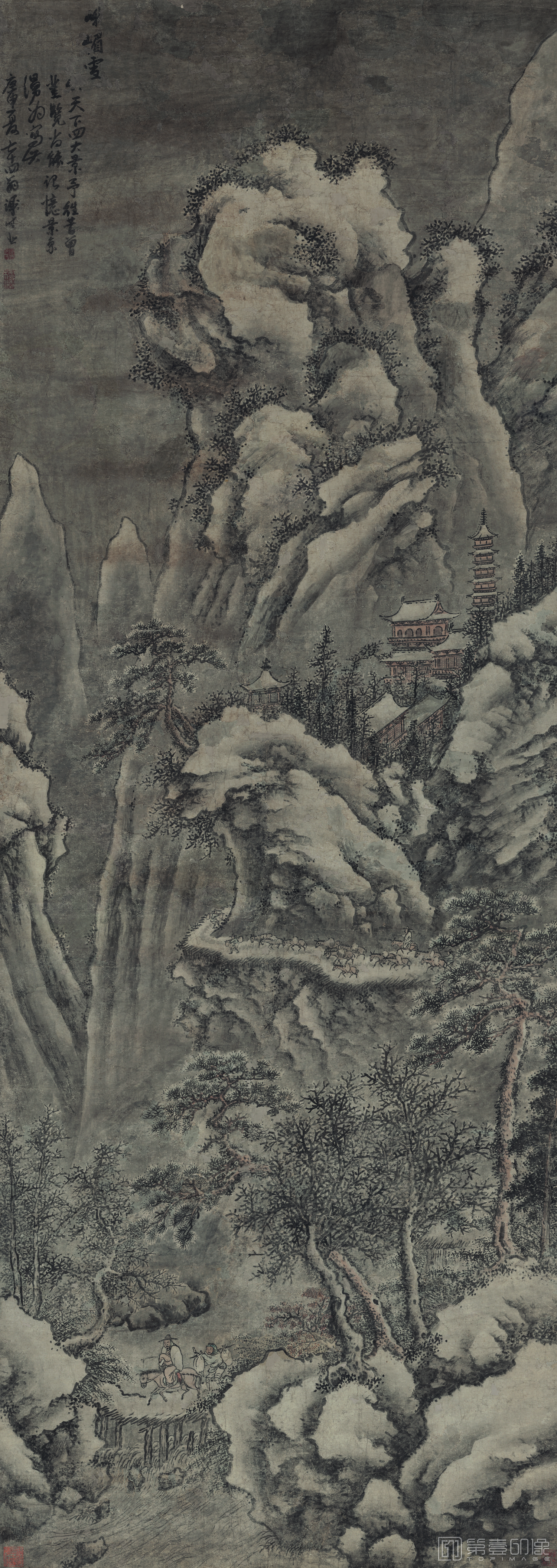 国画-峨嵋雪栈图-100X281.5cm