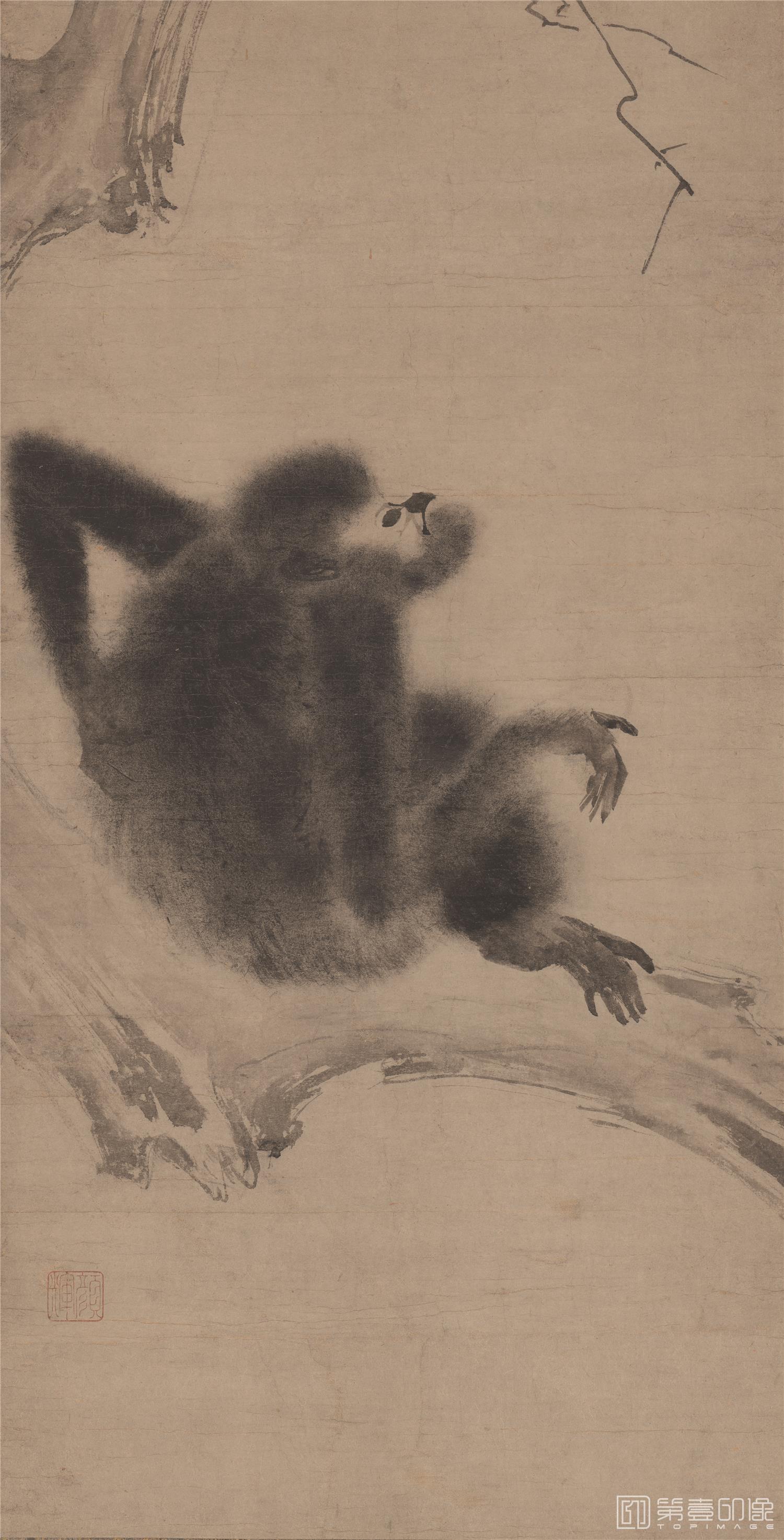 国画-猿猴-38.3X75cm